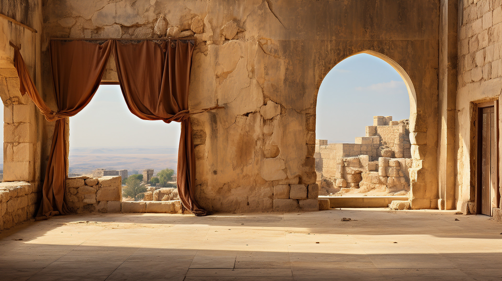 Un estudio de artista en Ein Karem con pinceles y lienzos