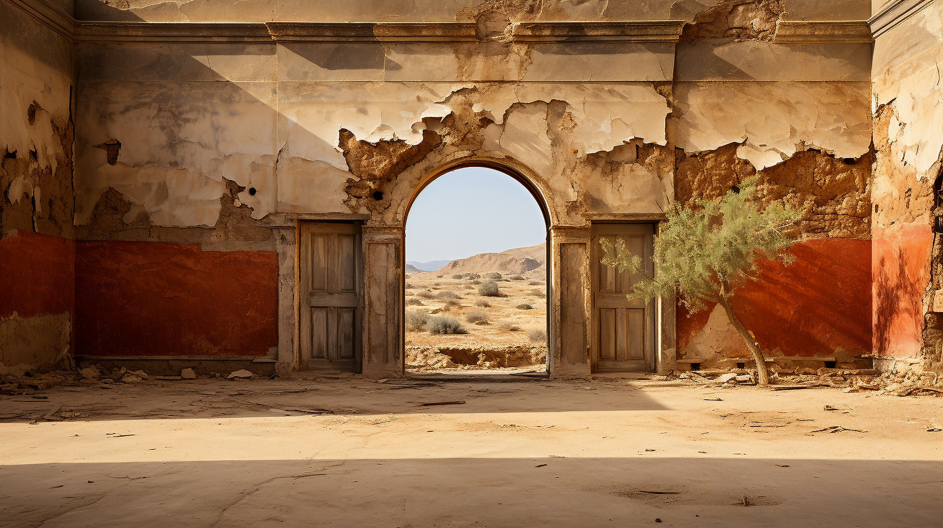 Un estudio de artista en Ein Karem con pinceles y lienzos