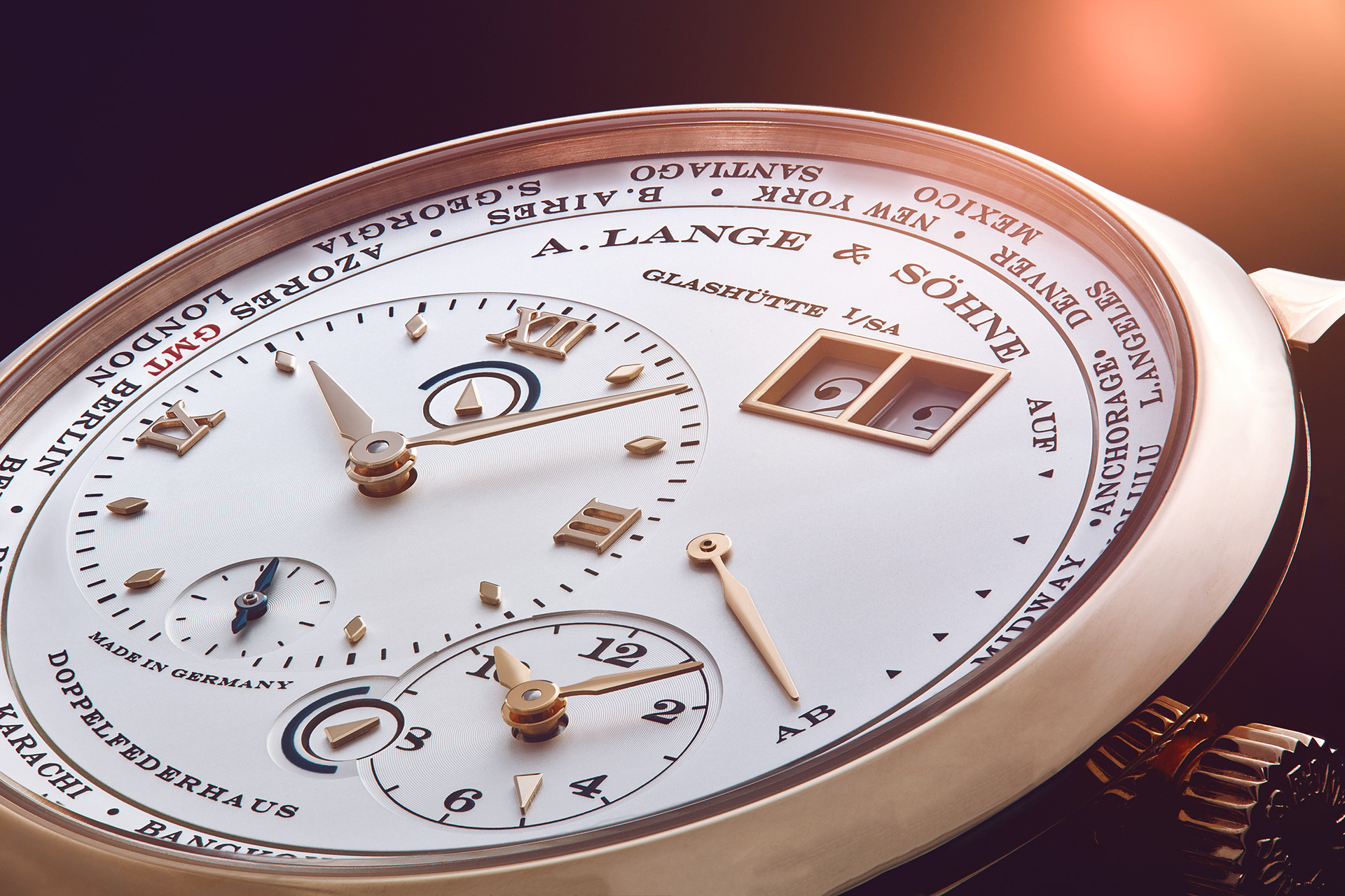 produktfotografie einer a. lange und soehne luxusuhr