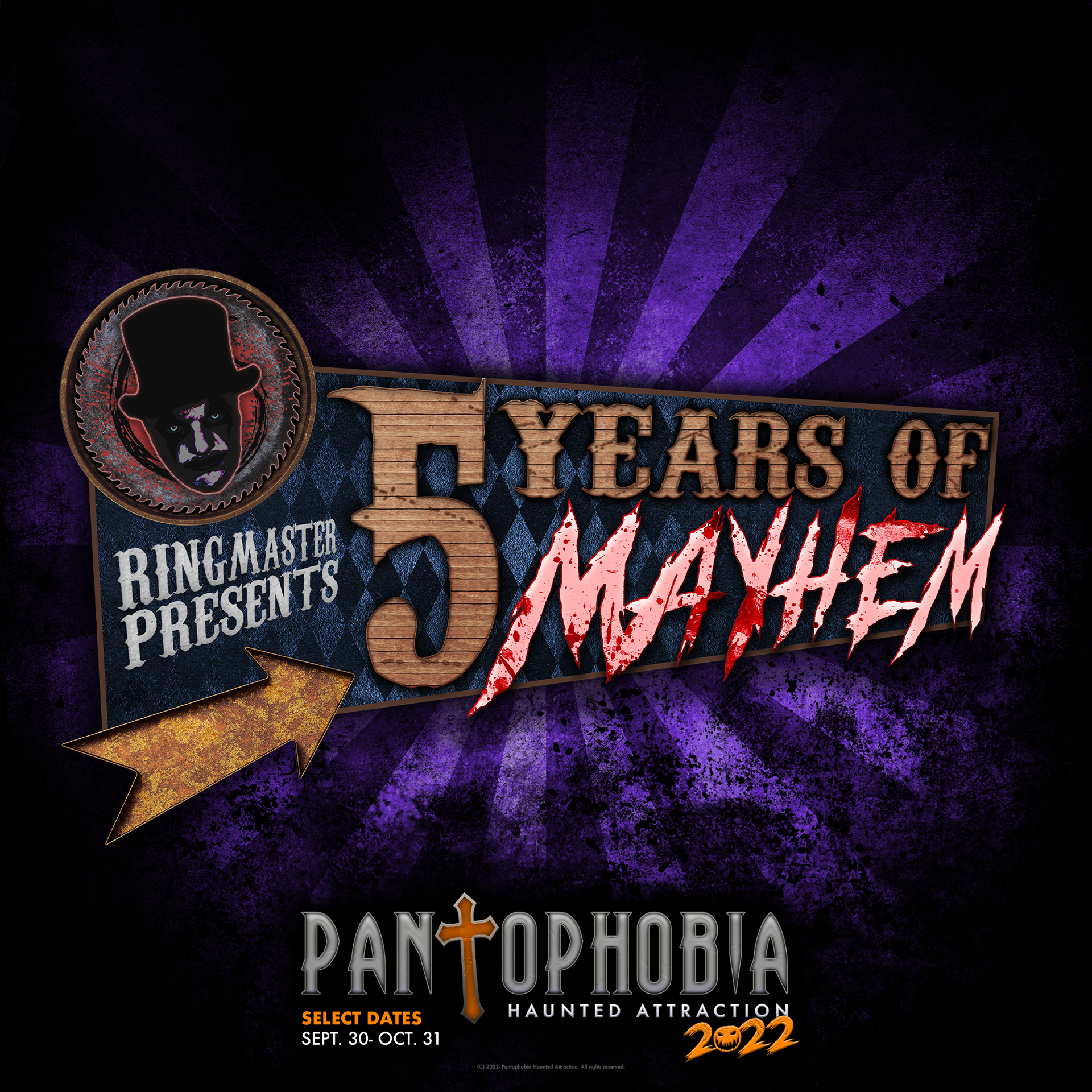 An announcement for one of the attractions at Pantophobia. 