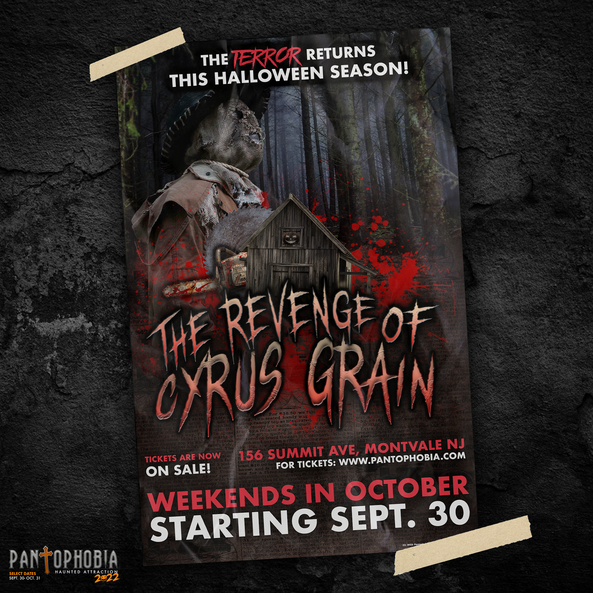 Promotional post for Pantophobia's The Revenge of Cyrus Grain.