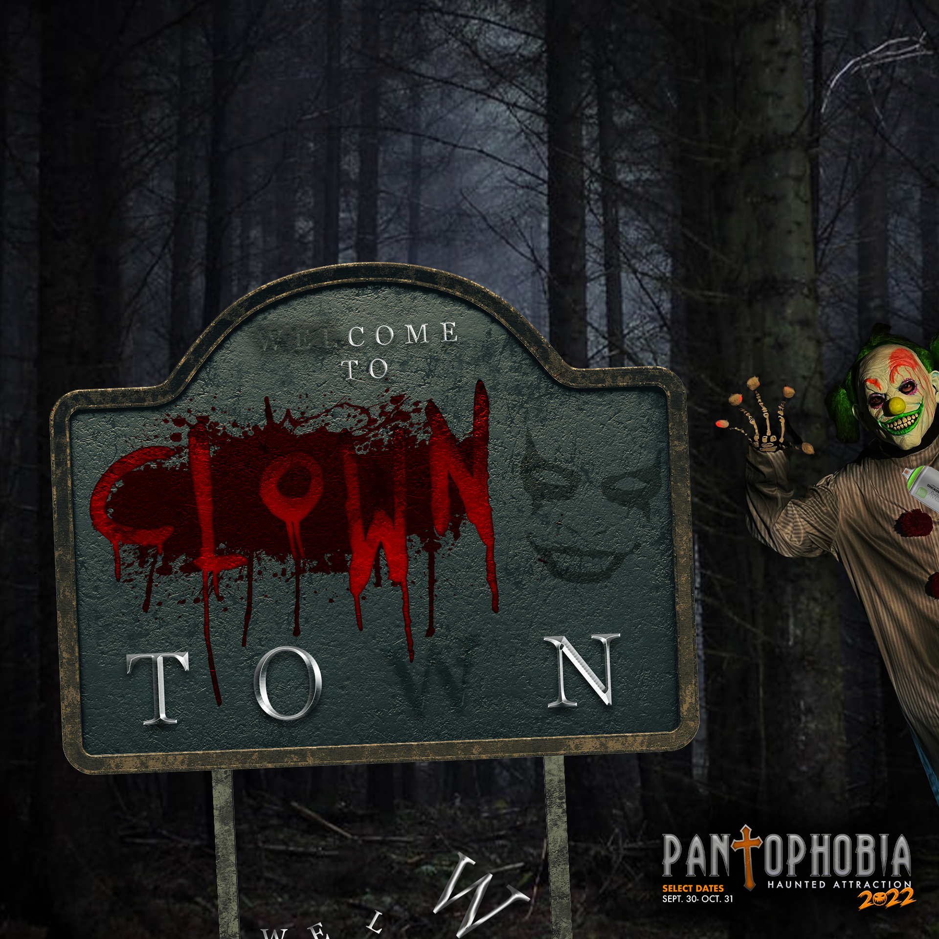 Designed to draw attention to one of this year's scare zones, Clowns of Carnage.