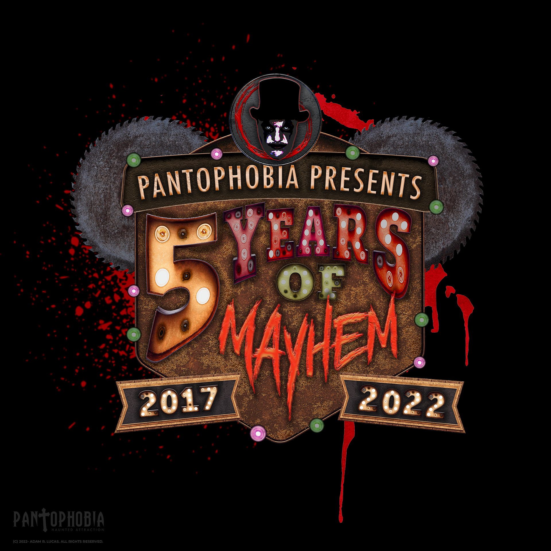 Concept logo for Pantophobia Presents: 5 Years of Mayhem (2022)