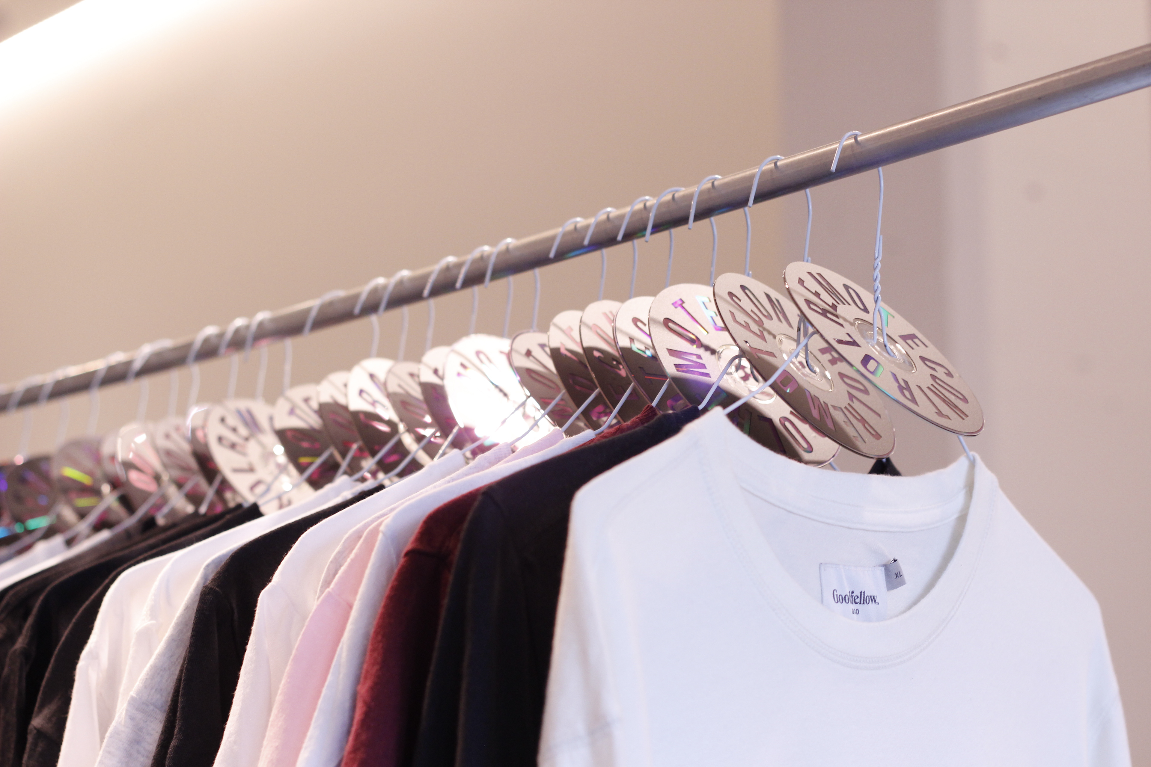 Tags made from recycled CD's and vinyl