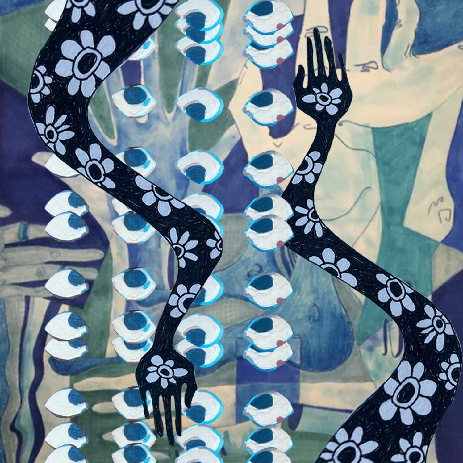A digital collage consisting of illustration and paintings. (2020)
