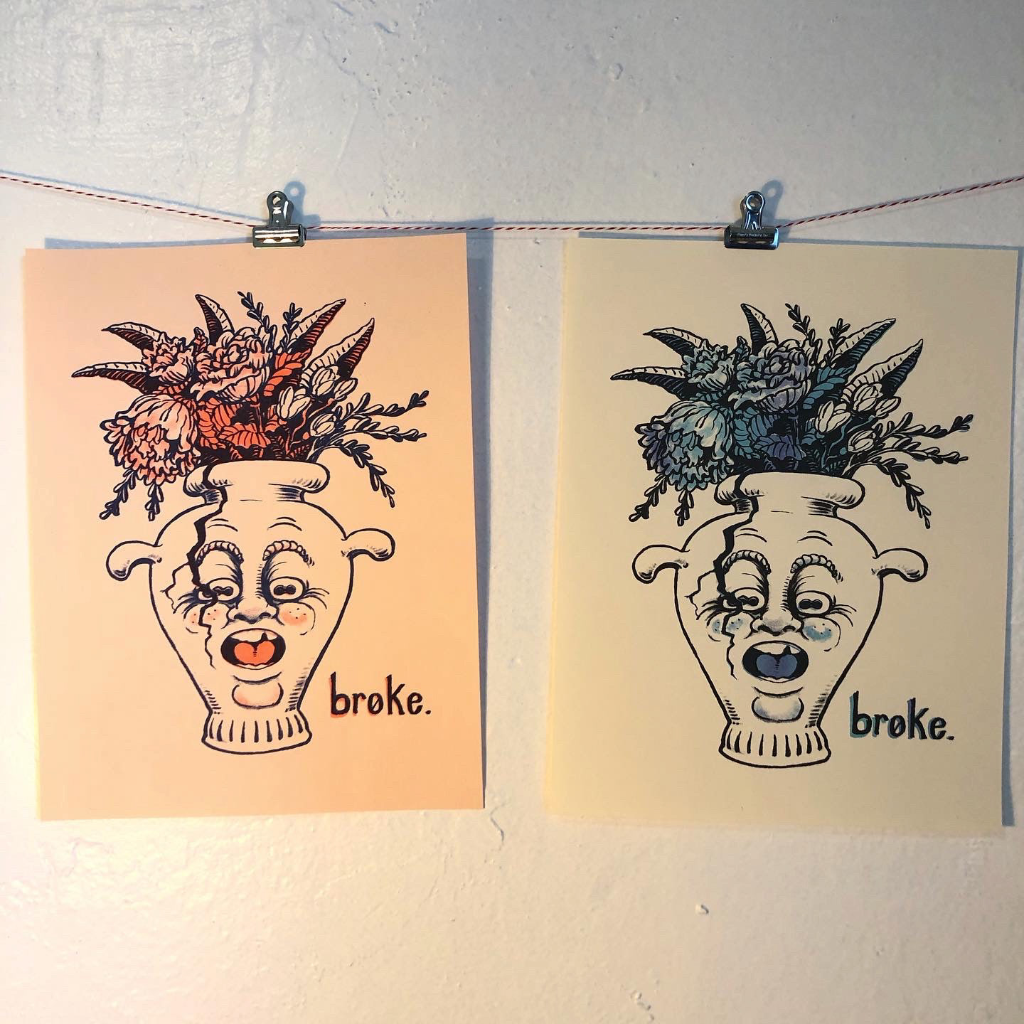 "Broke" | 2-color risograph prints | 2019