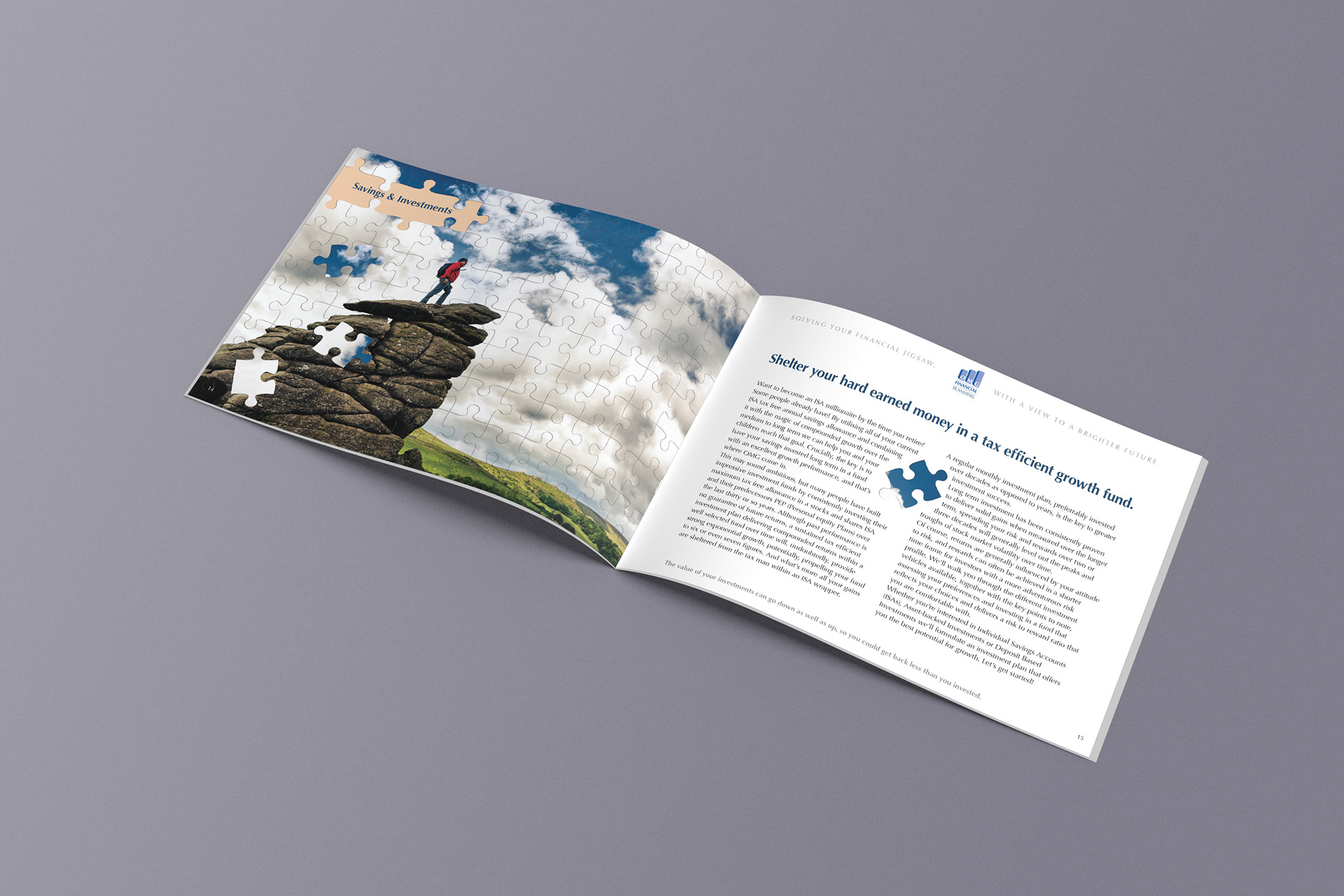 Design and copy content for savings and investments.