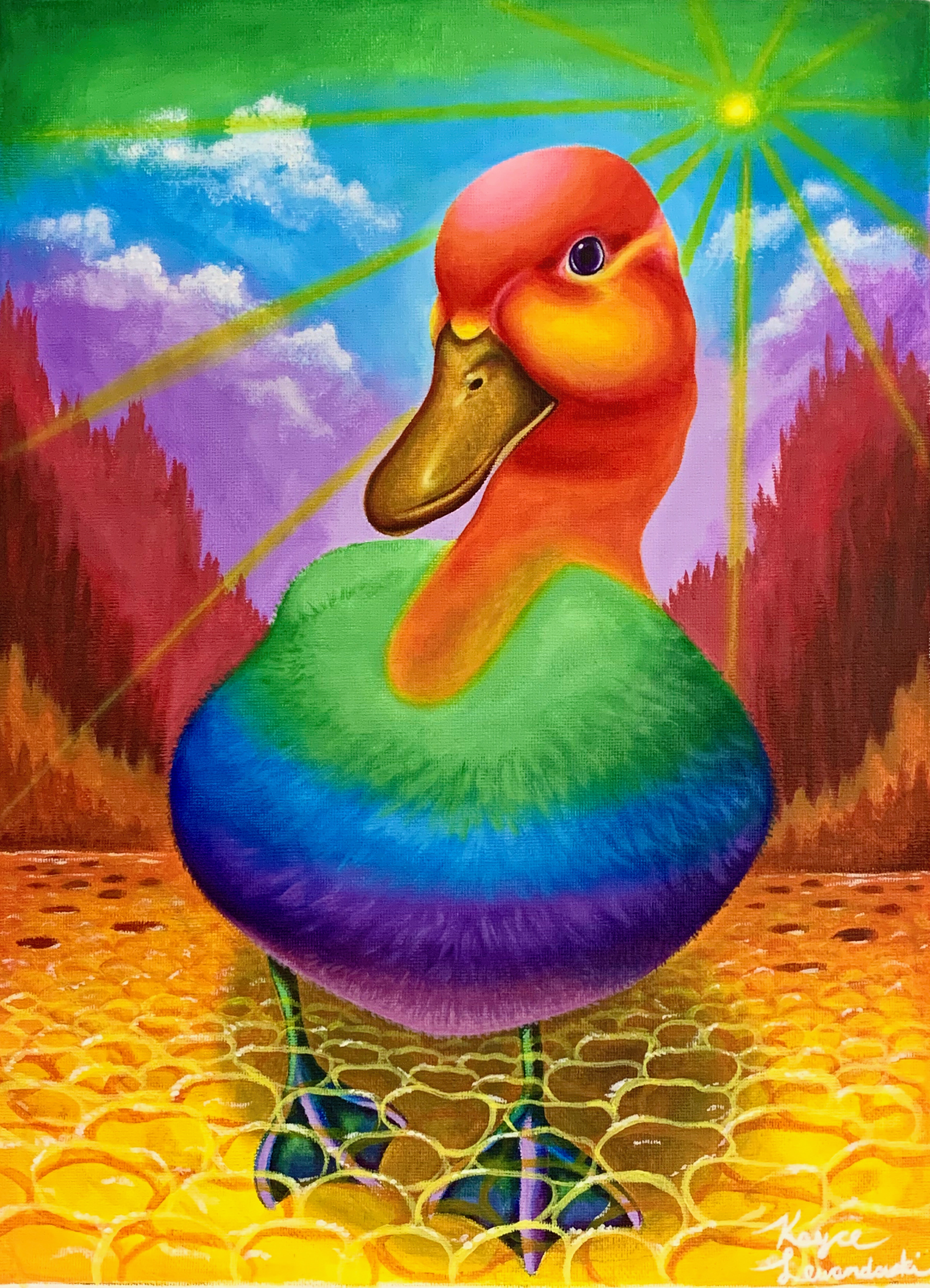 Rainbow Duck / 2022 / 12x16"