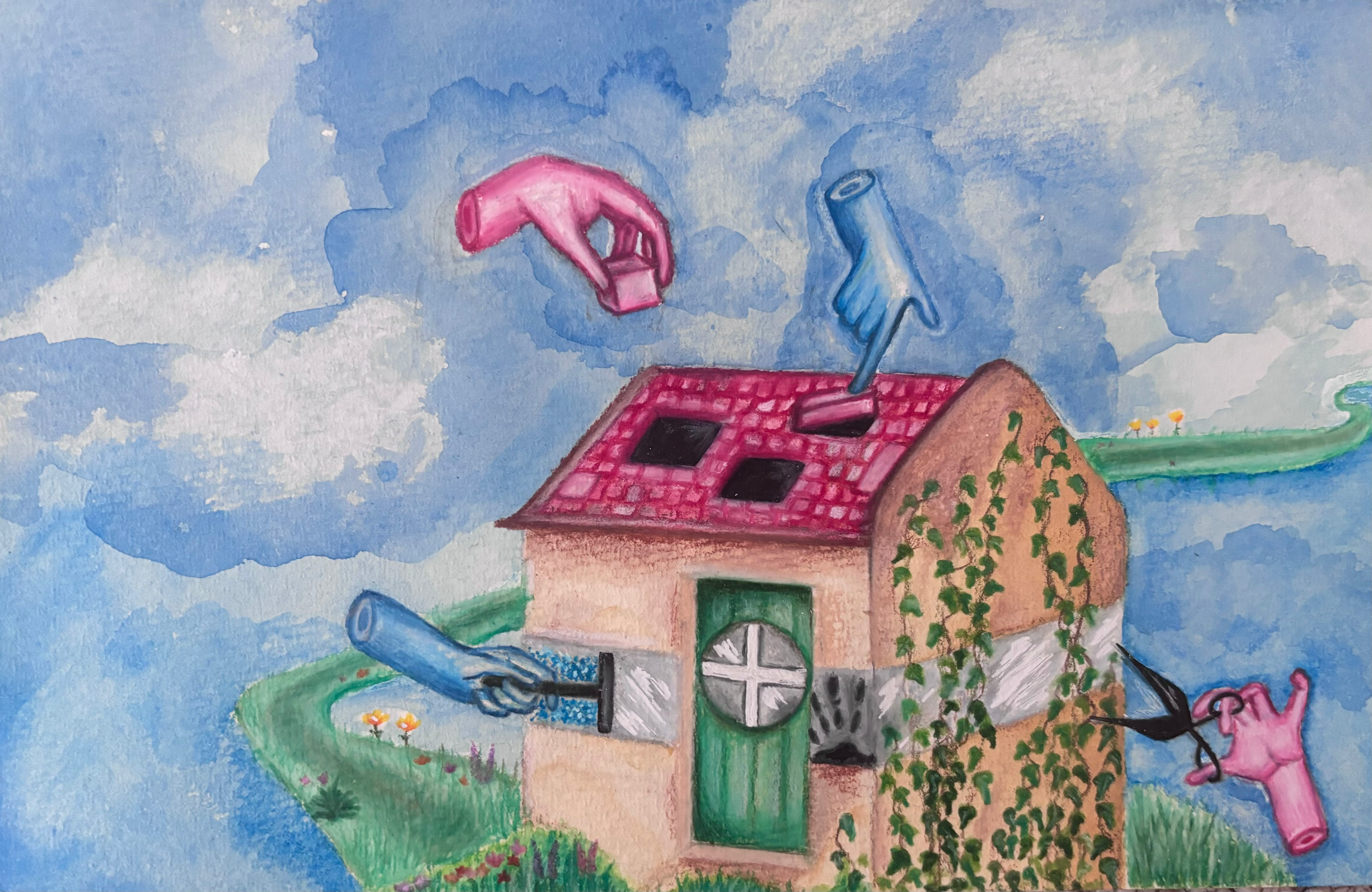 Watercolor and Colored Pencil