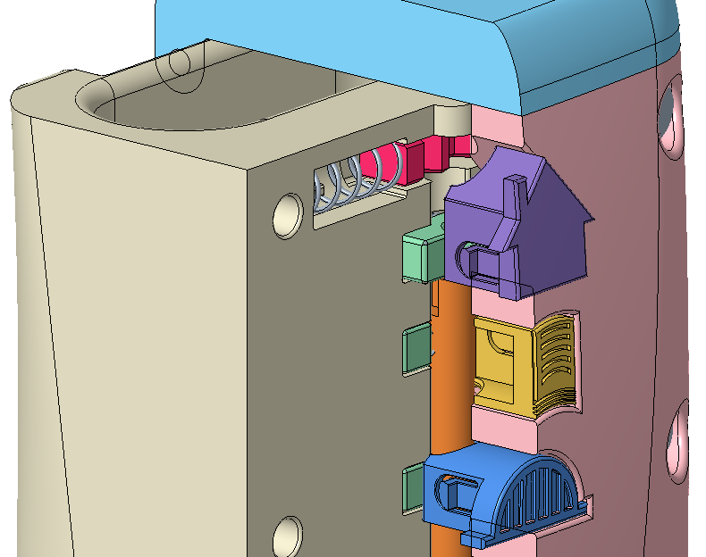 Before the purple piece is pressed in, the key cannot get through