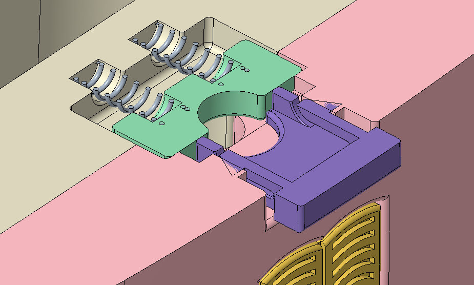 Cross section before fully inserted piece
