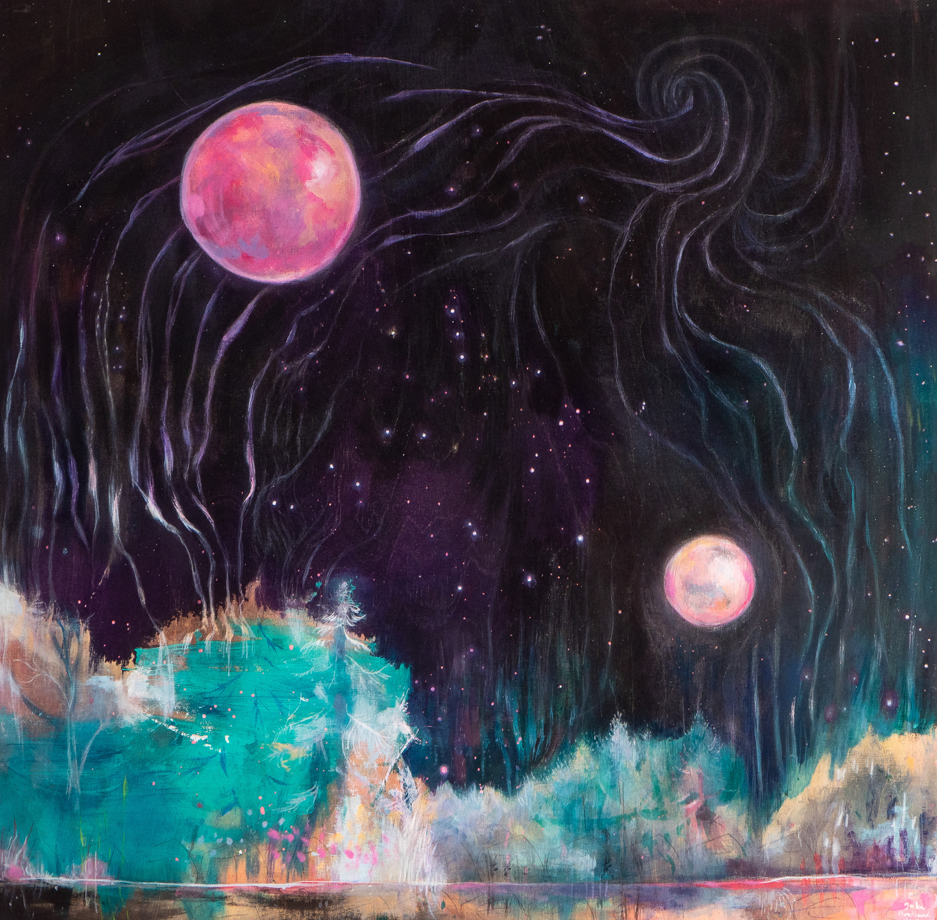 Planet E, 2025, Öljy vanerille, 80x80 cm