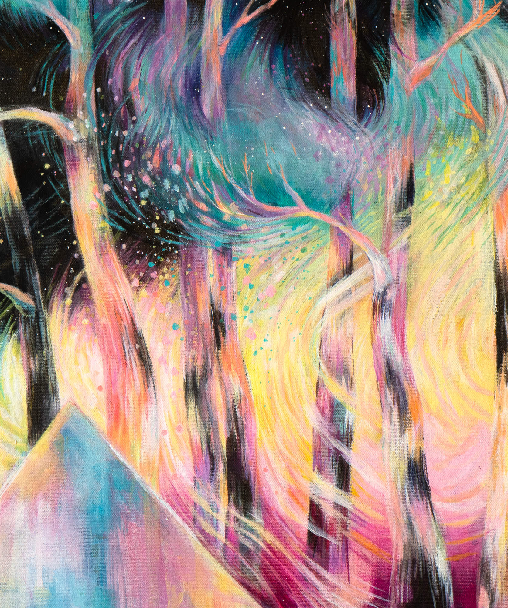 Yksityiskohta: Metsä sisälläni / Forest inside 2022 Akryyli kankaalle 