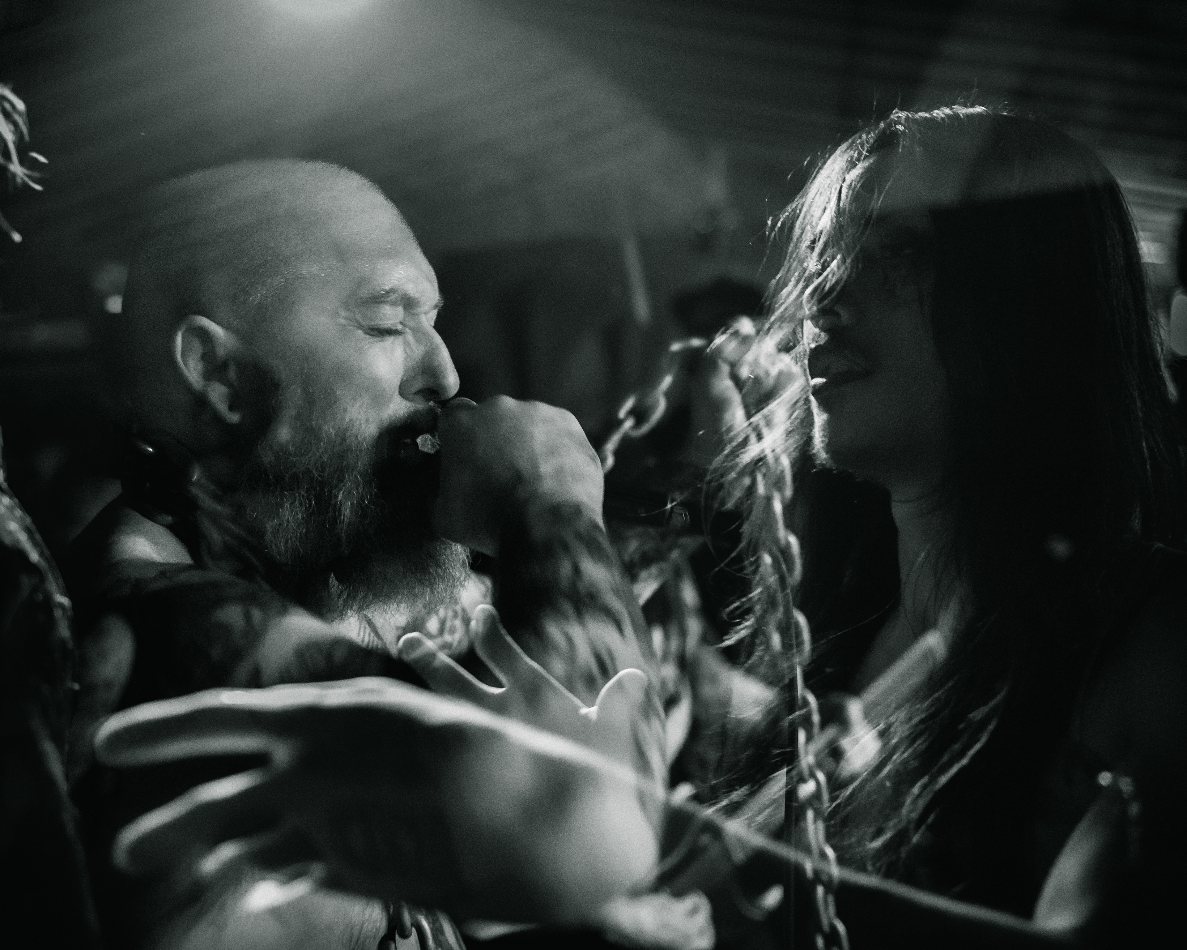 Balkan - Astoria - Vancouver - in camera double exposure of the vocalist and mesmerized crowd