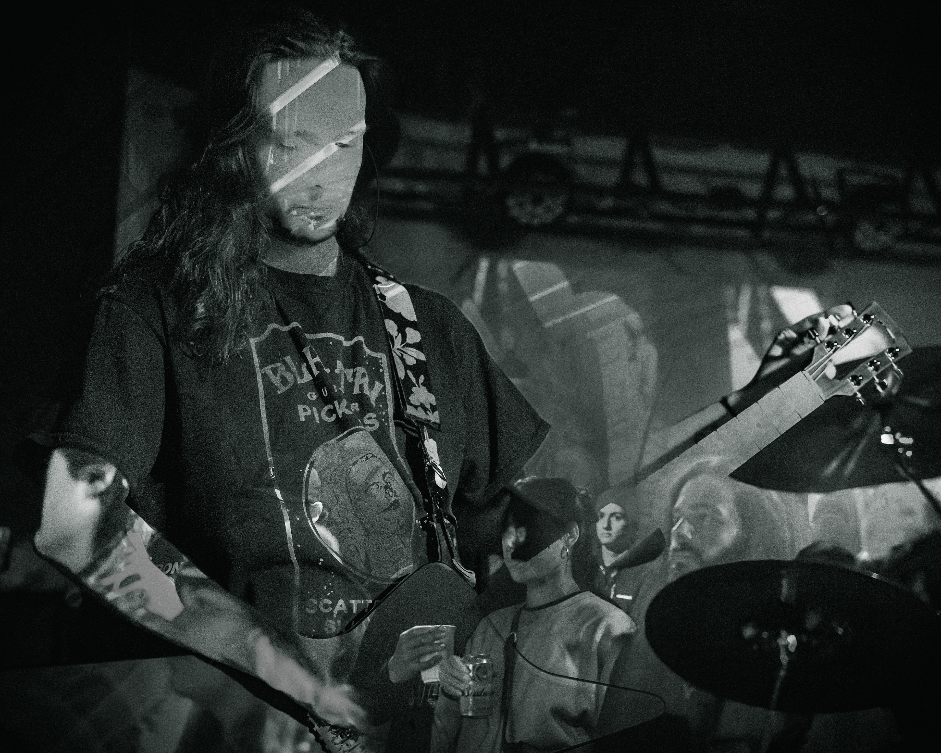 Balkan - Astoria - Vancouver - in camera double exposure featuring the guitarist