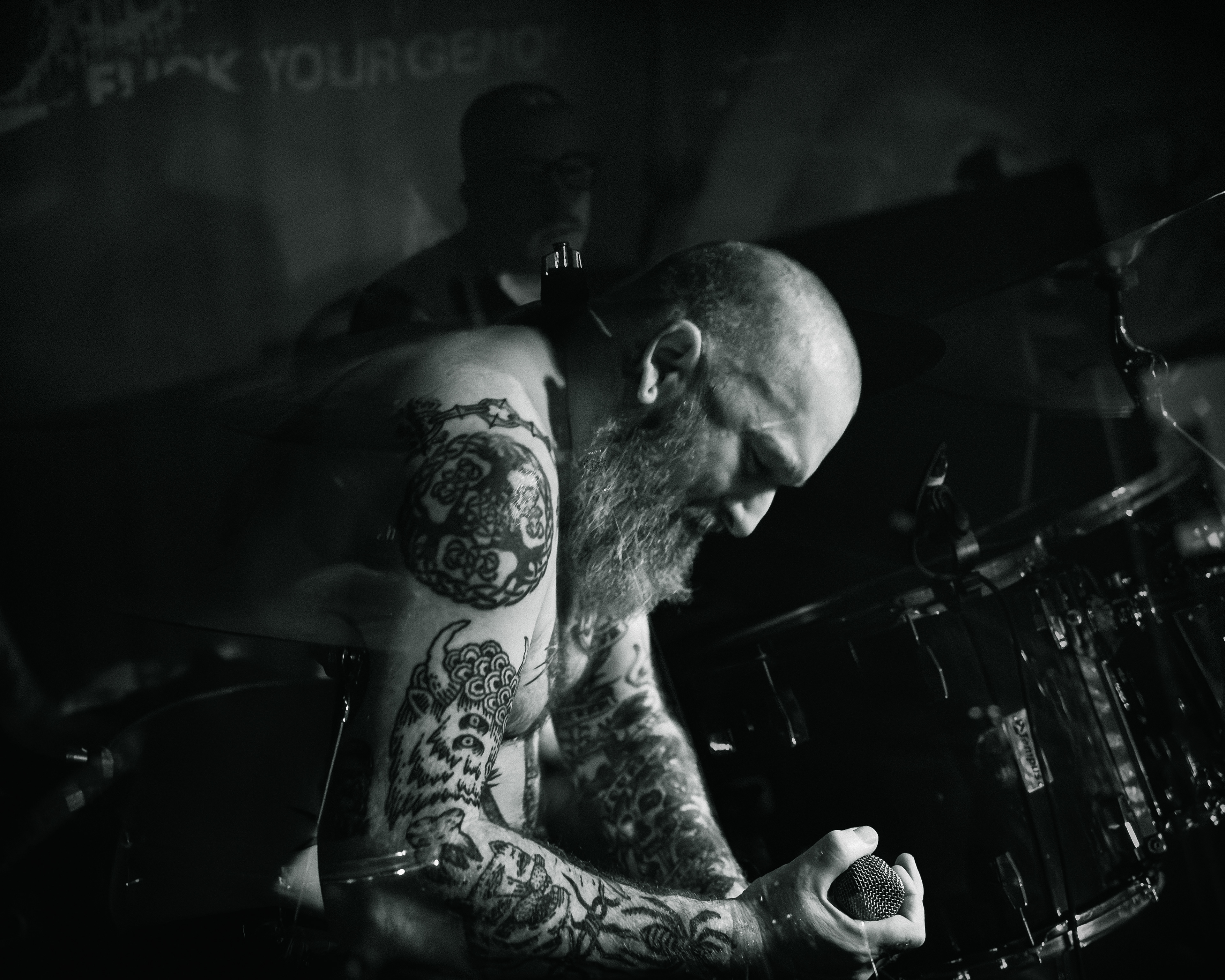 Balkan - Astoria - Vancouver - in camera double exposure of the vocalist and drum kit 