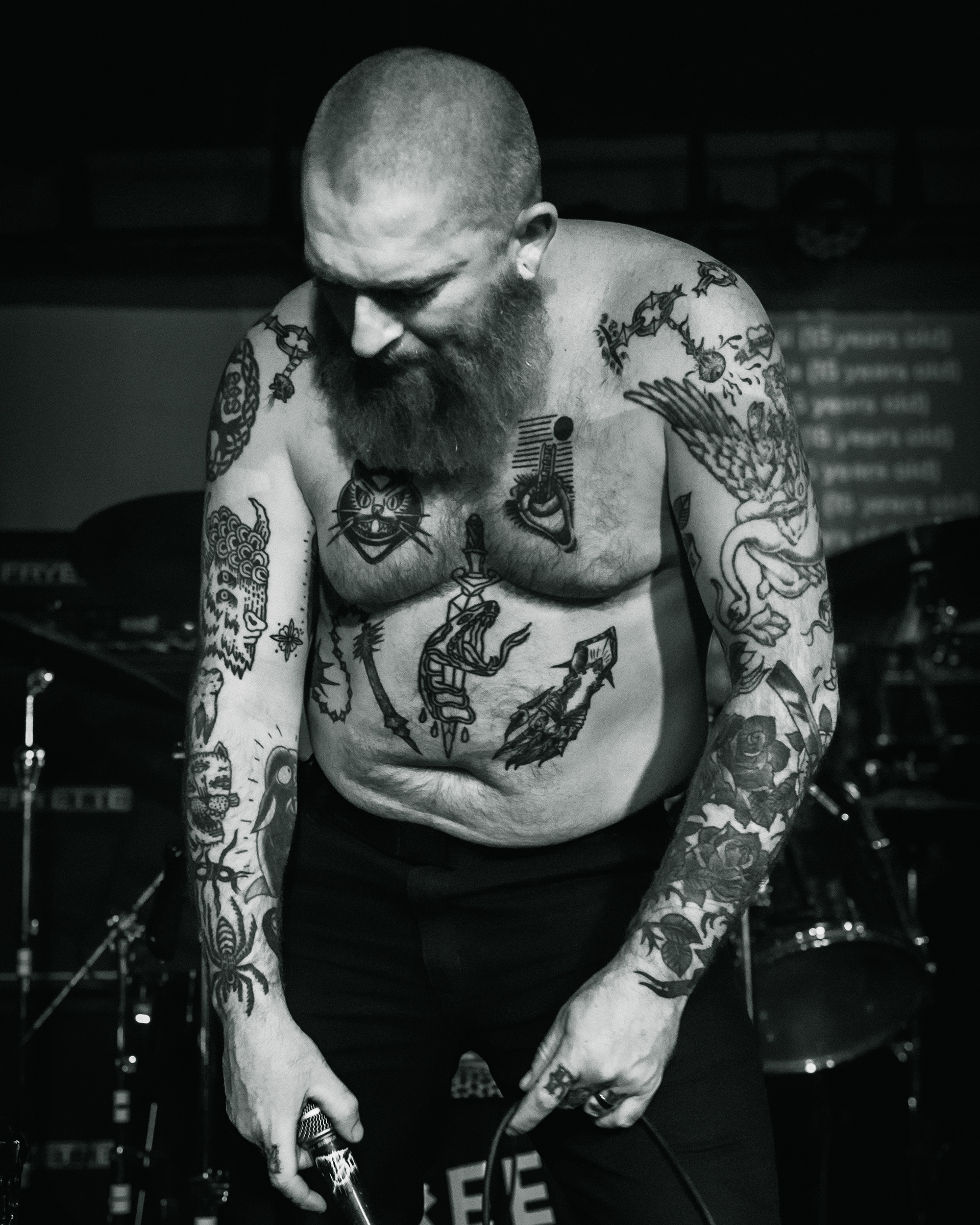 Balkan - Astoria - Vancouver -The vocalist covered in tattoos, a portrait