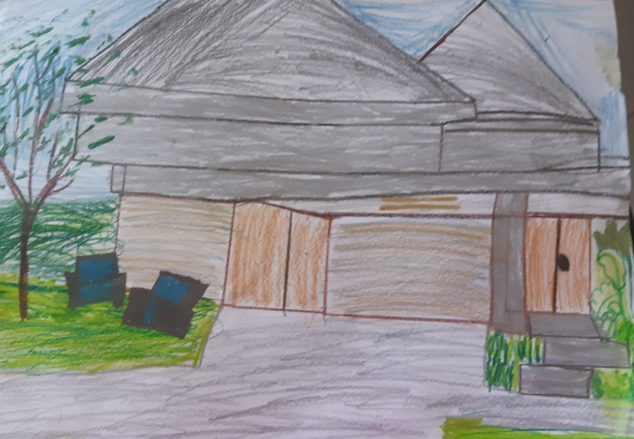 Desenho da nossa pequena cliente, já se imaginava na casa antes de ficar pronta. 