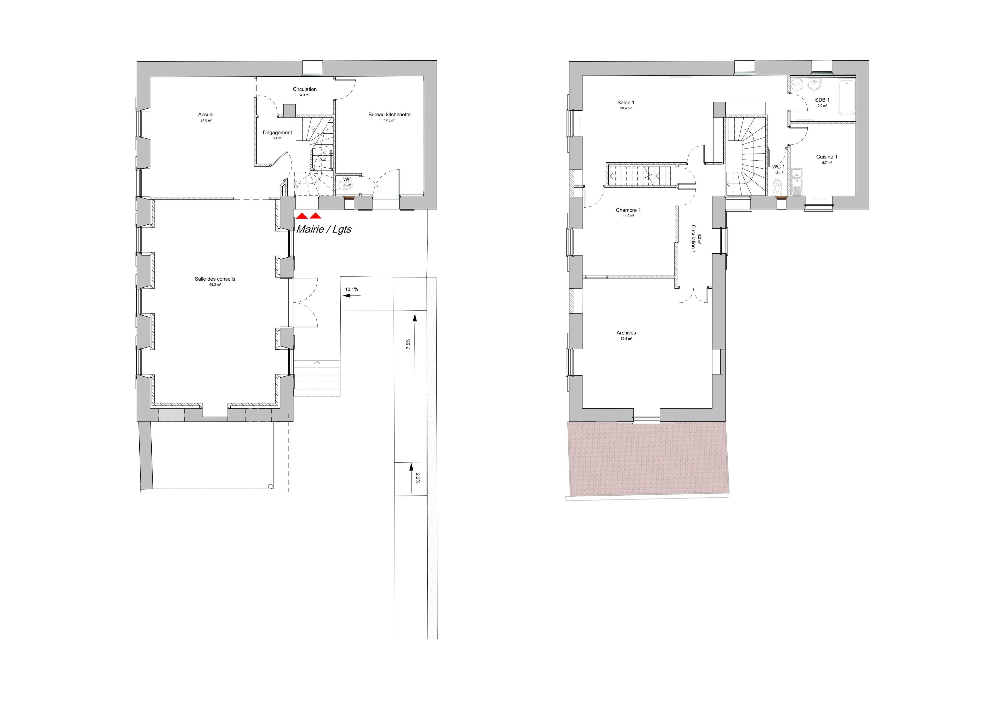 Plans des niveaux existants