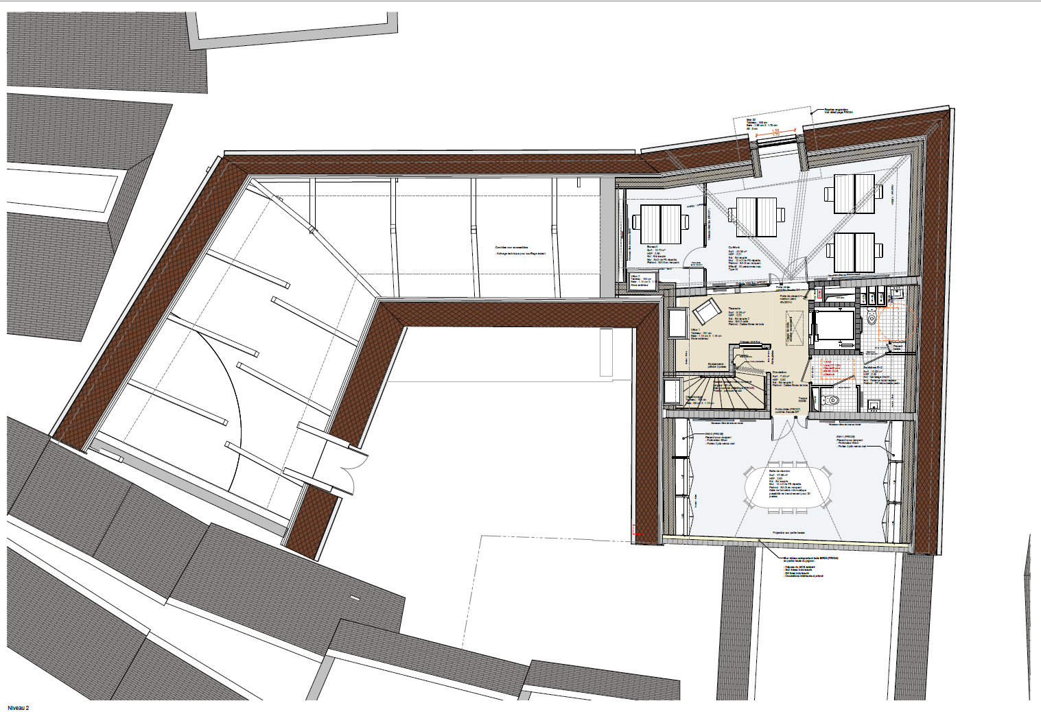 R+2, le co-work et la salle de réunion