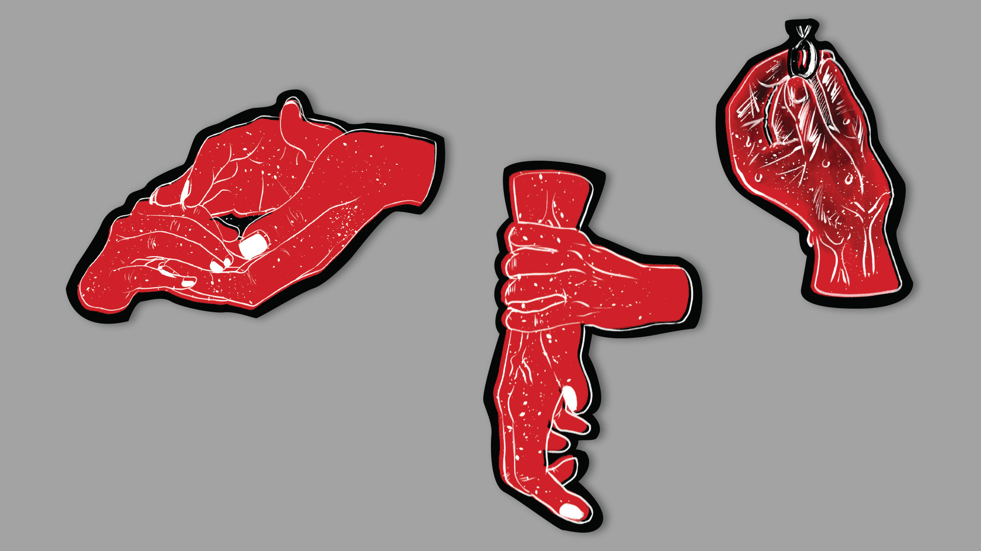 Maternal Love (top left), Anger (middle), and Humble Farmer (top right): Stickers