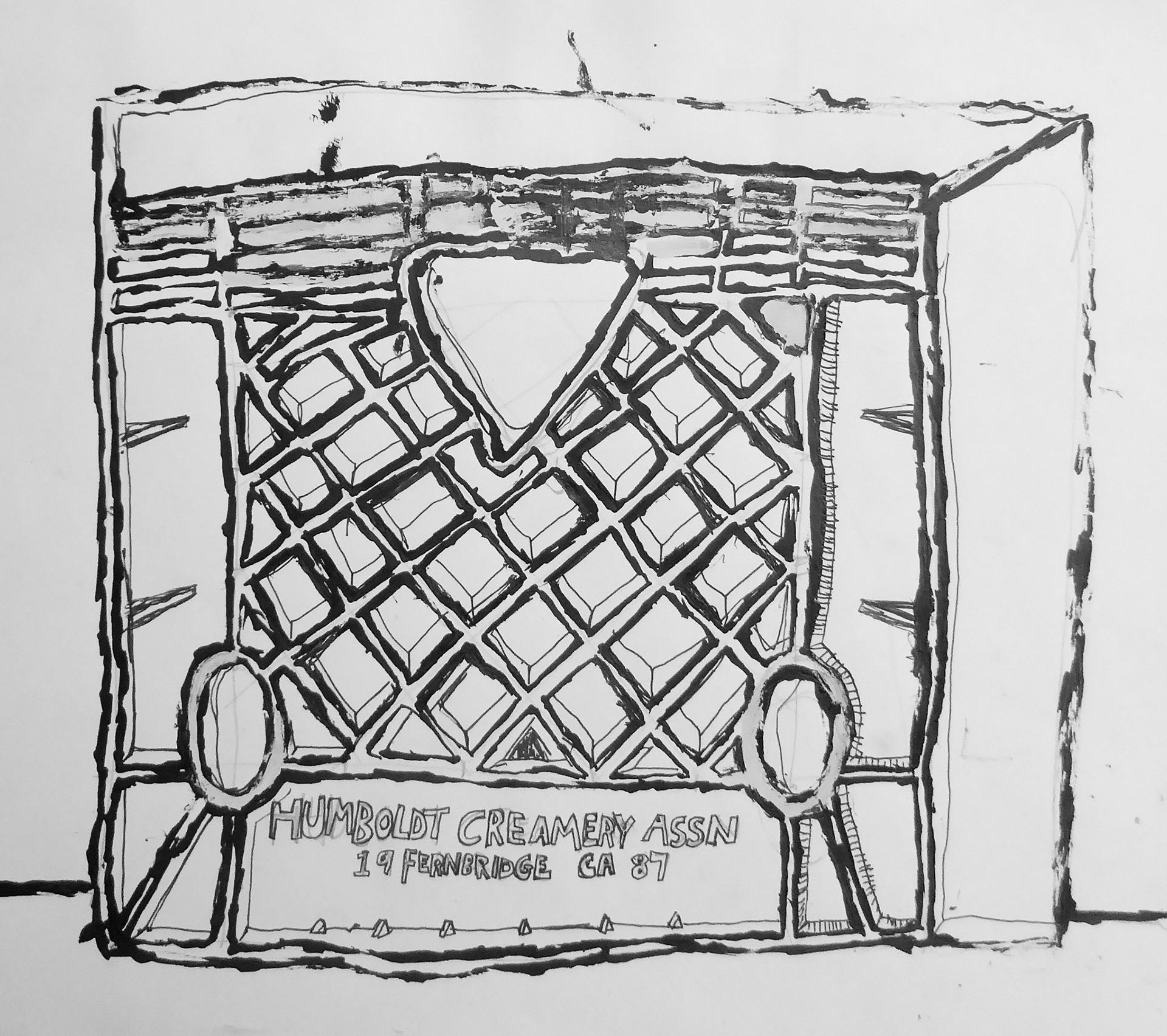 Humboldt Creamery.  18"x 18"  Ink and Liquid Paper. 