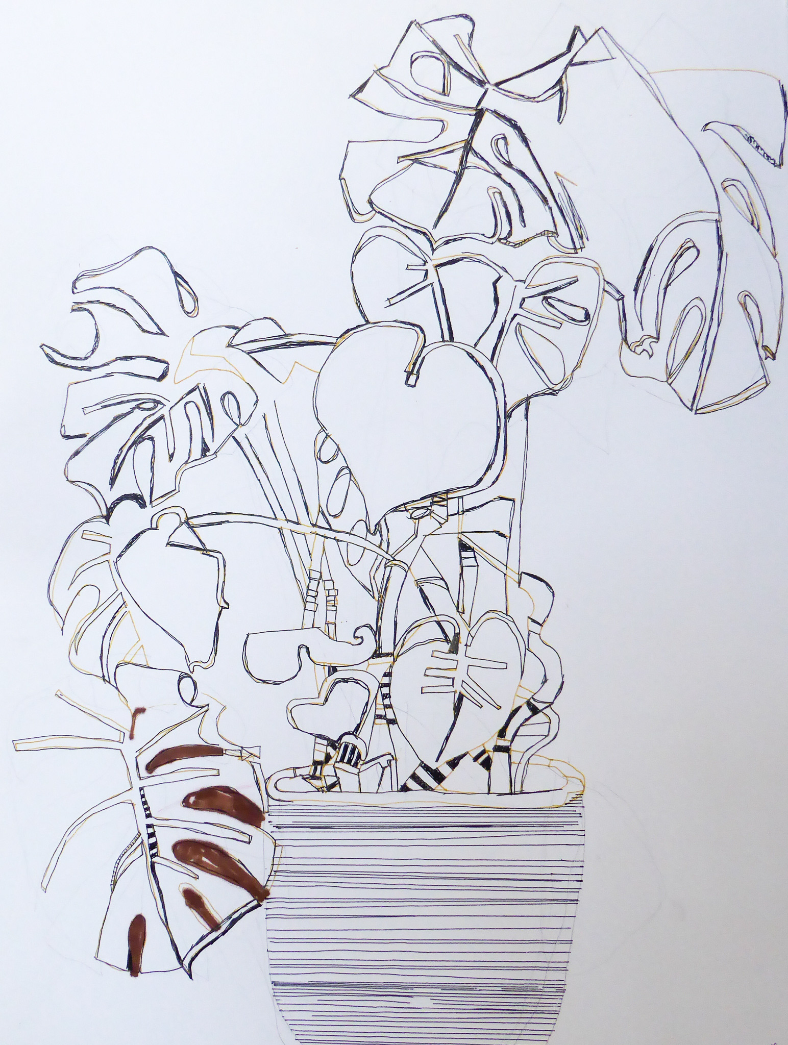 Plant.  22"x 30"  Ink, Pencil, and Marker.