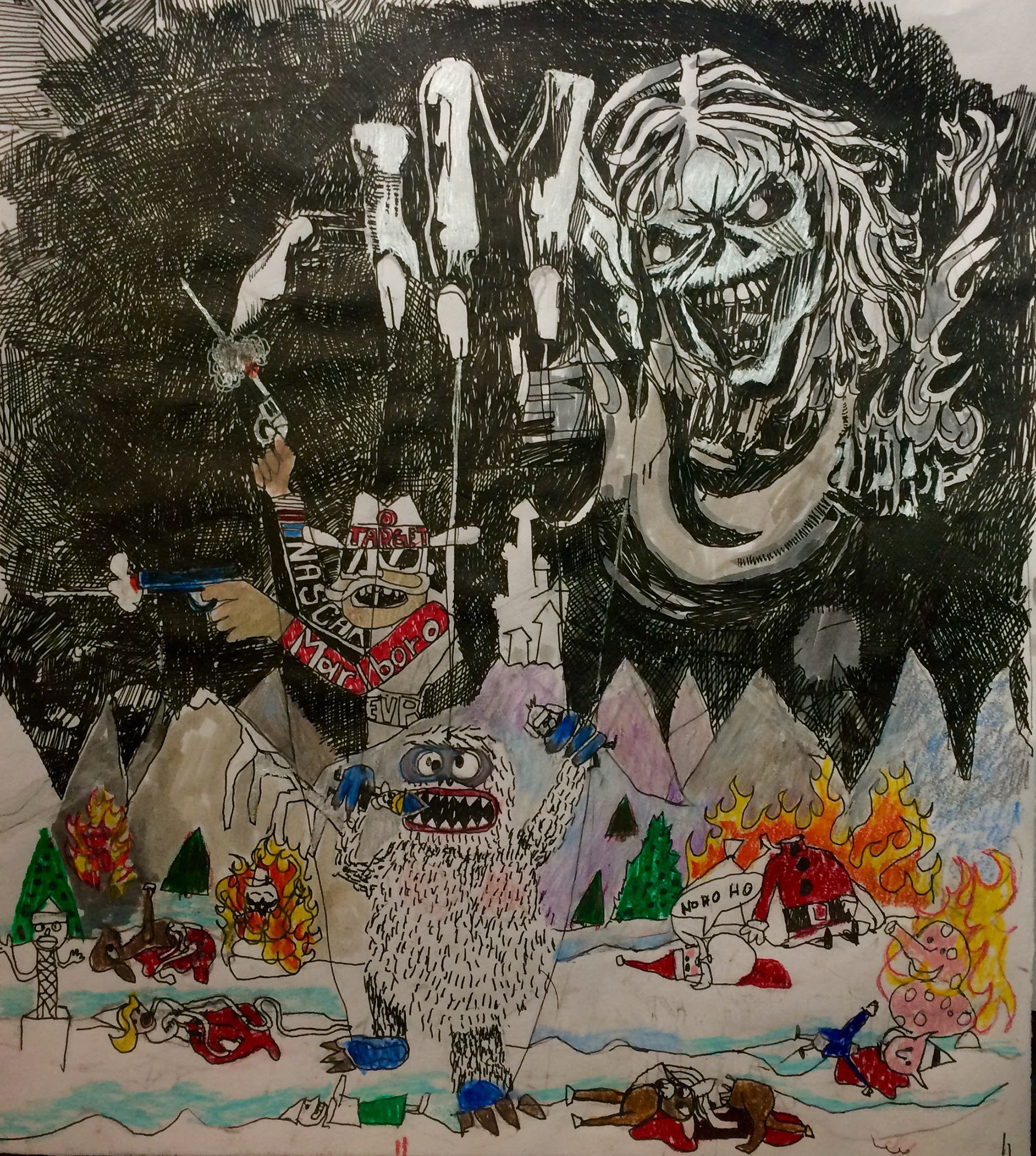 Xmas Eddie.  18"x 22"  Ink and Colored Pencil.