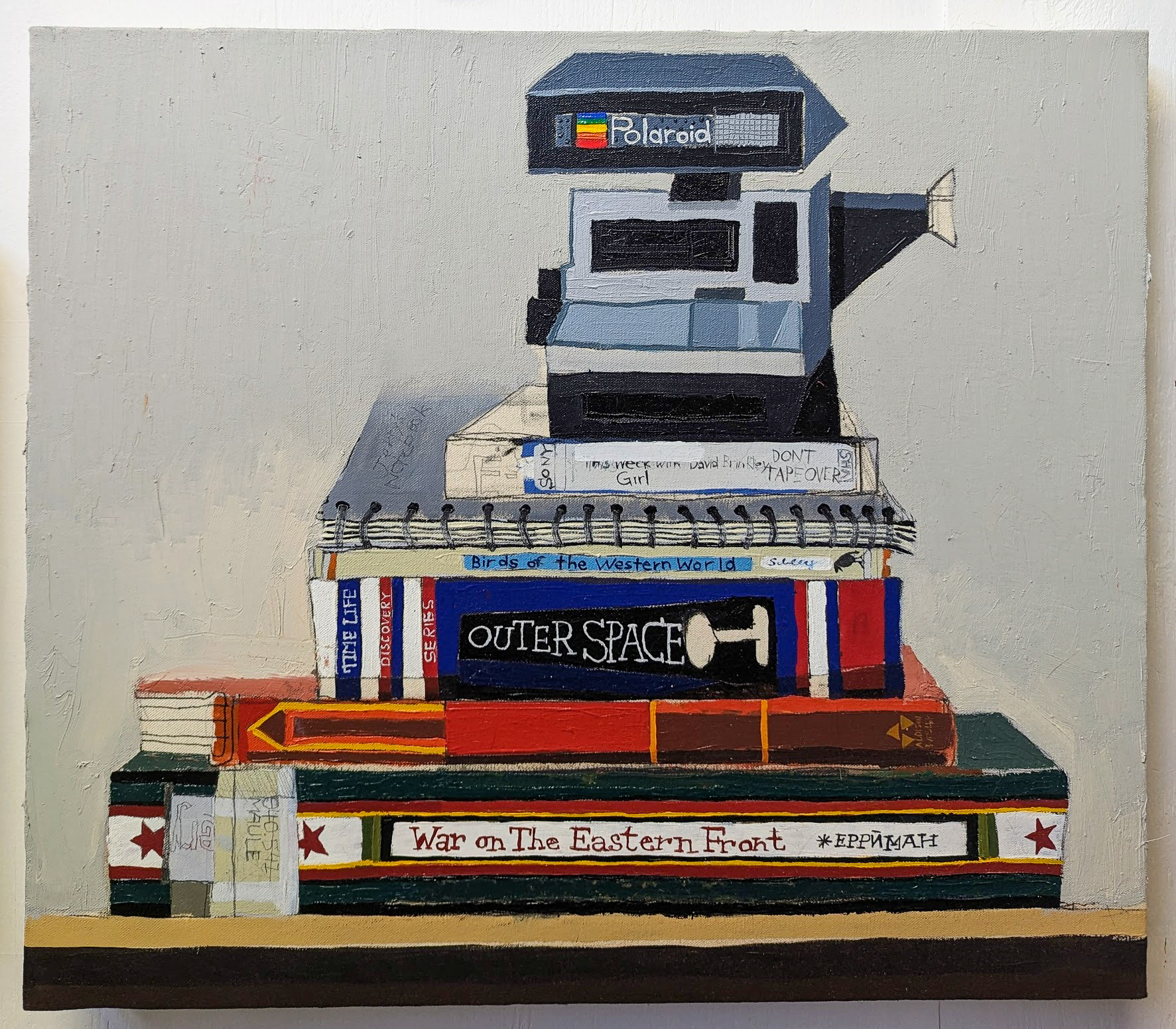 Books and Polaroid. 19"x 22" Oil on Canvas.