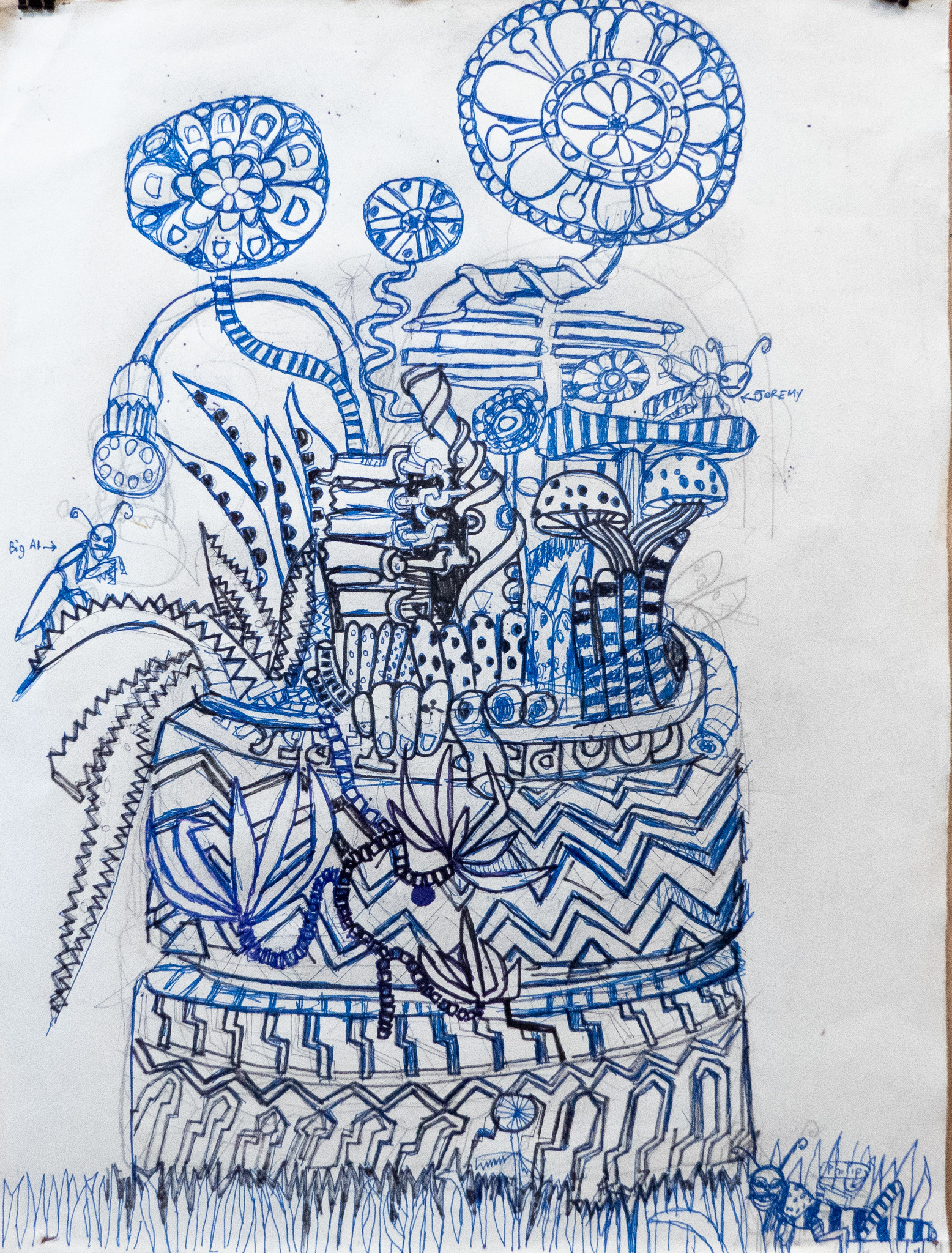 Tire Planter. 22"x 30"  Ink and Pencil.