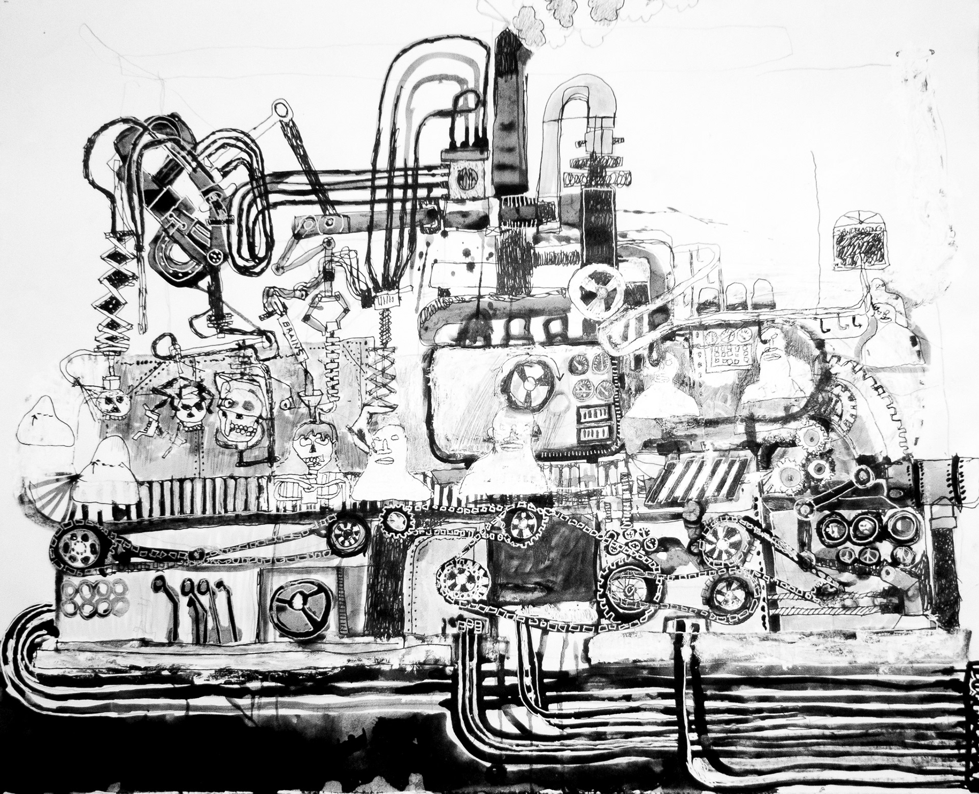 How its Made.  18"x 27"  Ink, Pencil, and Liquid Paper.