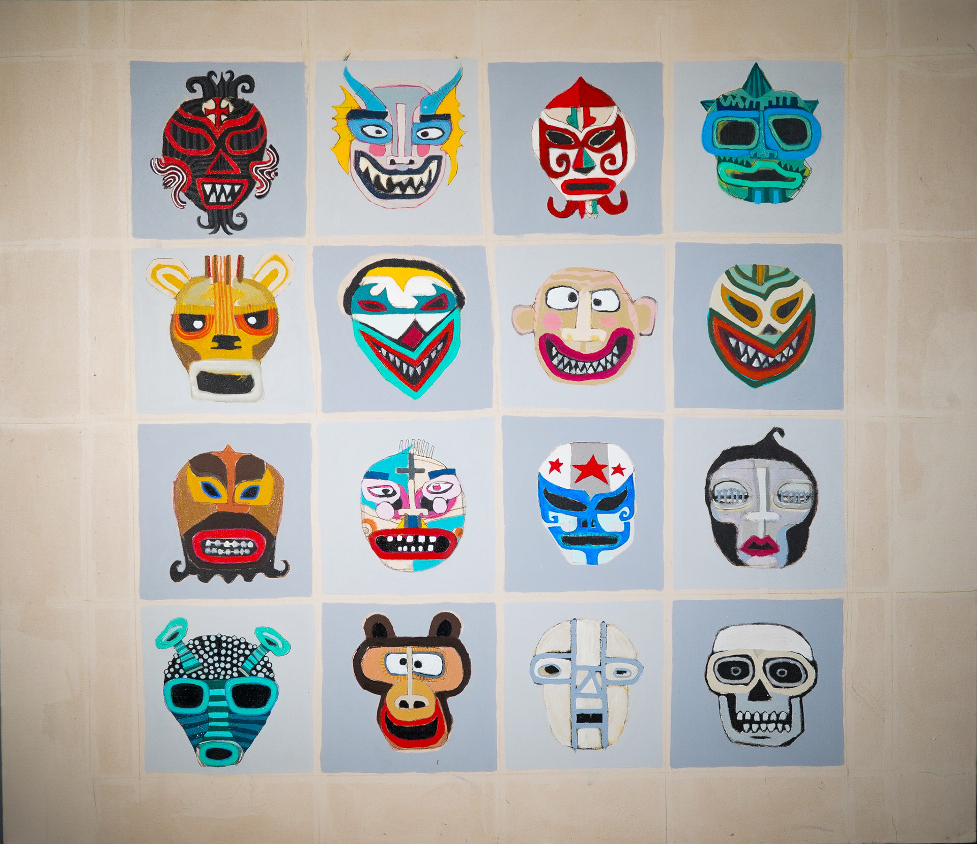 Masks. 48"x 52" Oil on Canvas.
