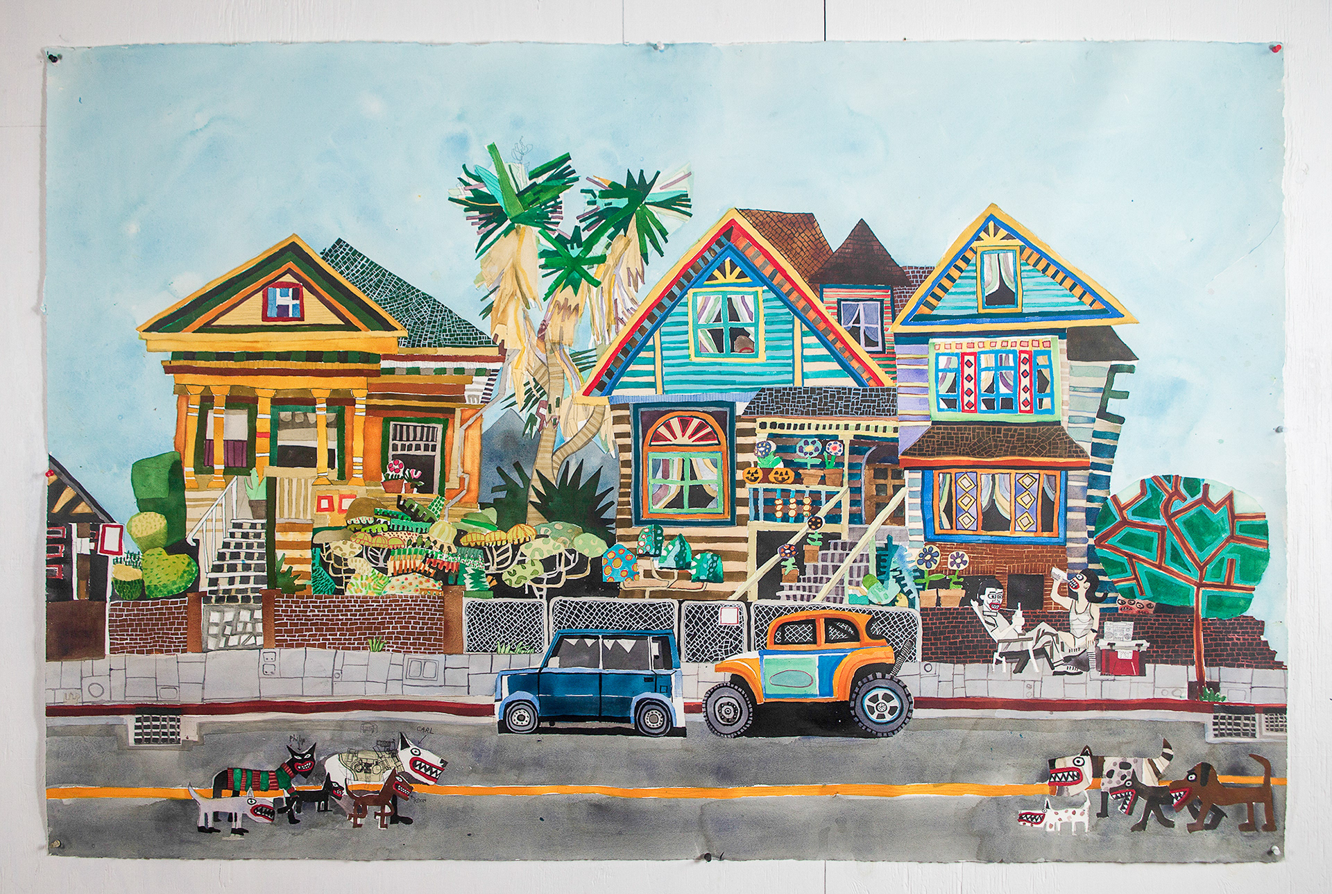 Chestnut Street. 44.5"x 68" Watercolor on Paper.