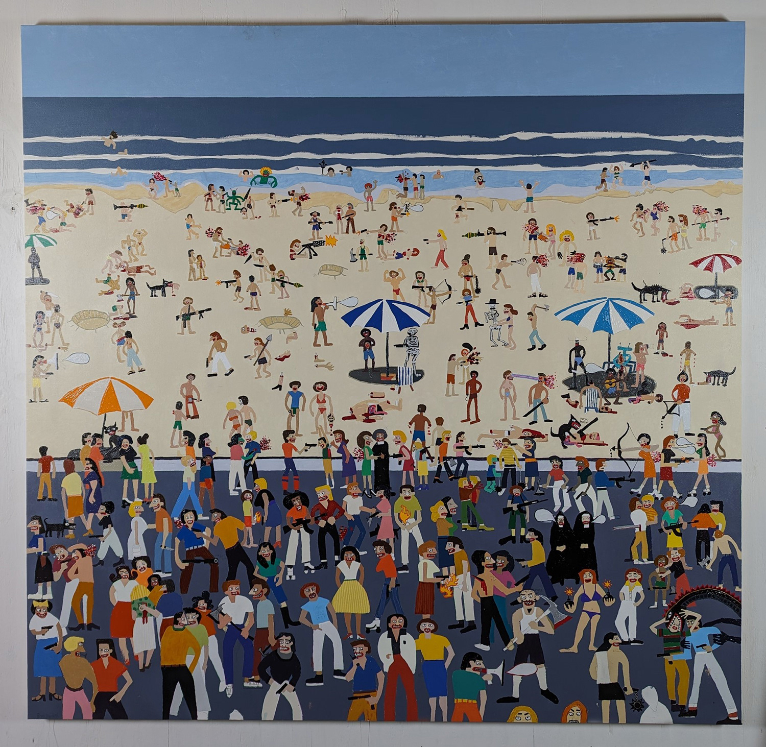 The Bad Beach. 75"x 77" Oil on Canvas.