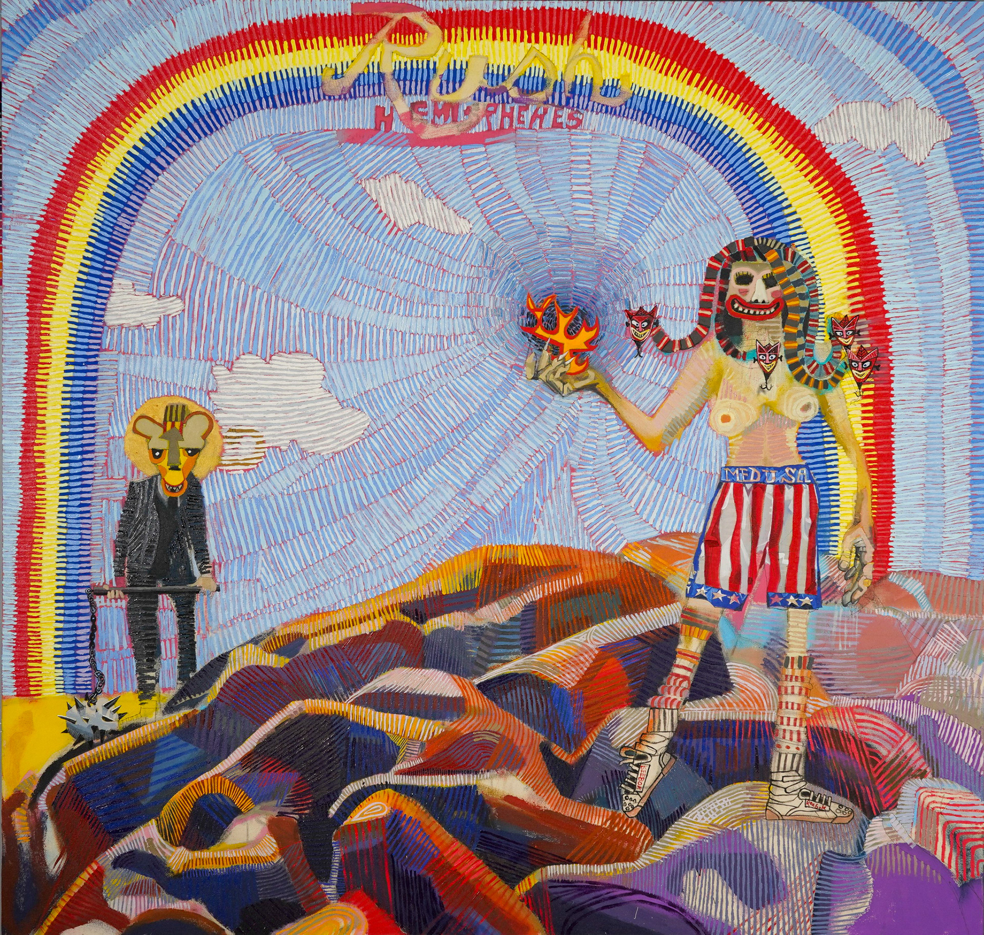 Hemispheres. 64"x 66" Oil on Canvas.