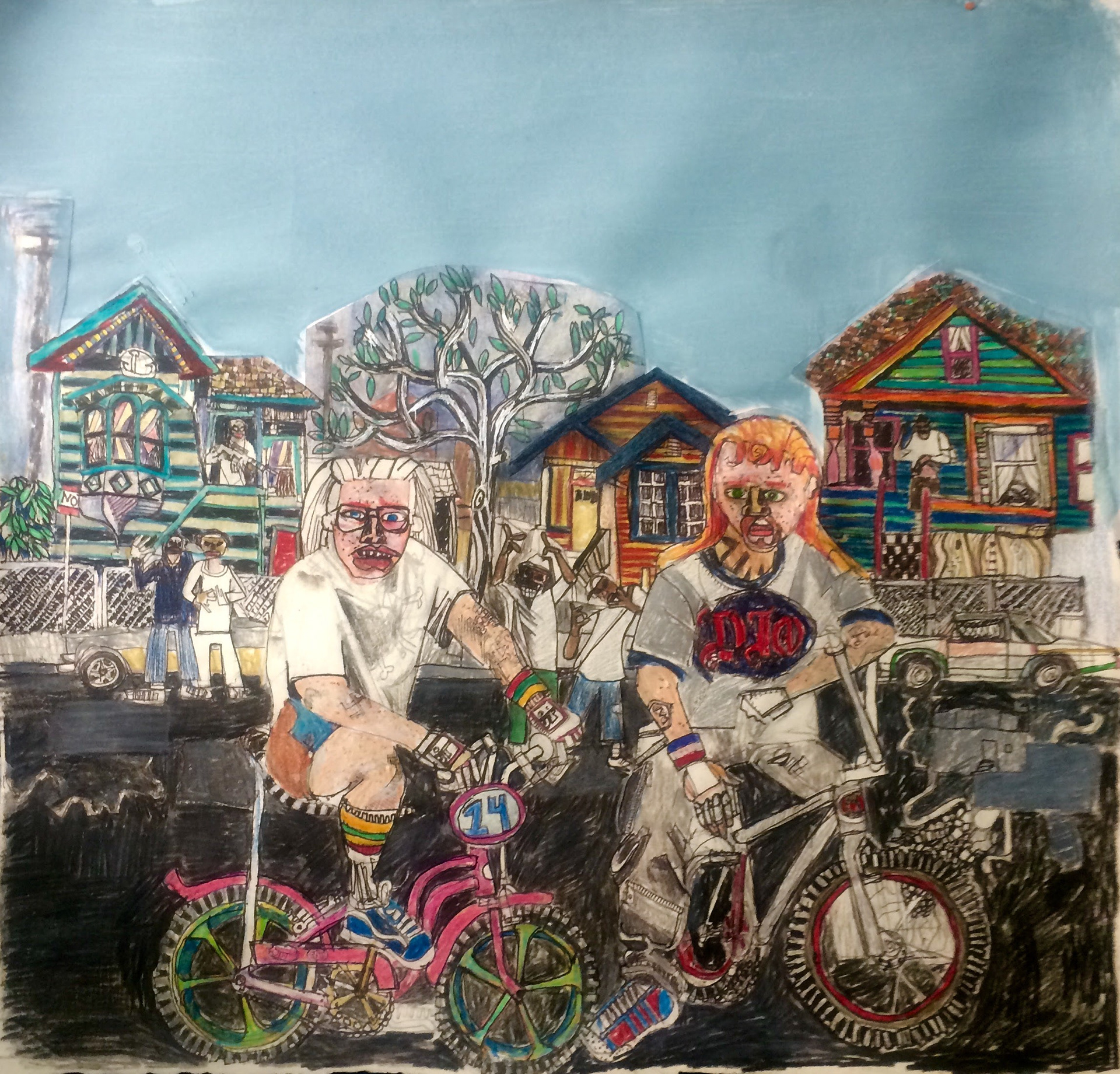 The O'brien Brothers.  18"x 22"  Ink, Colored Pencil, and Gouache.