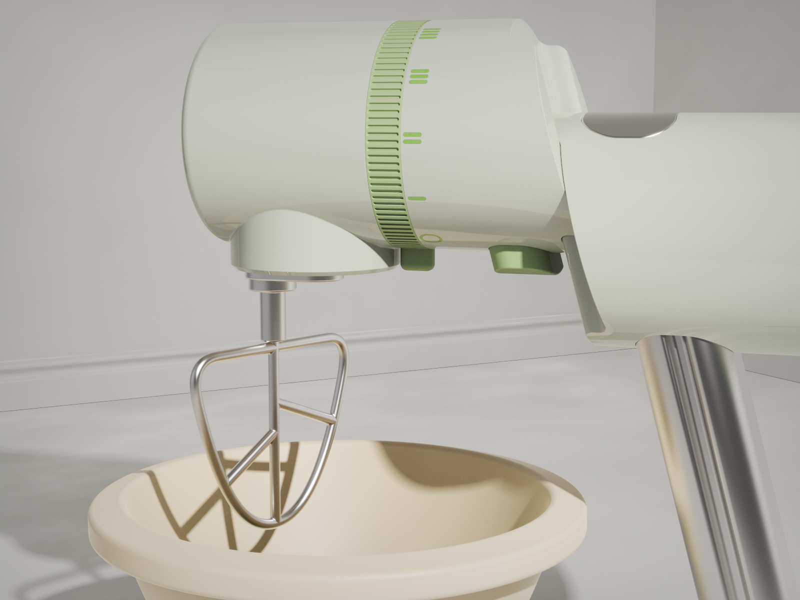 Rather than a hinge that can cause spills, Harlequin uses a rail, via a push button