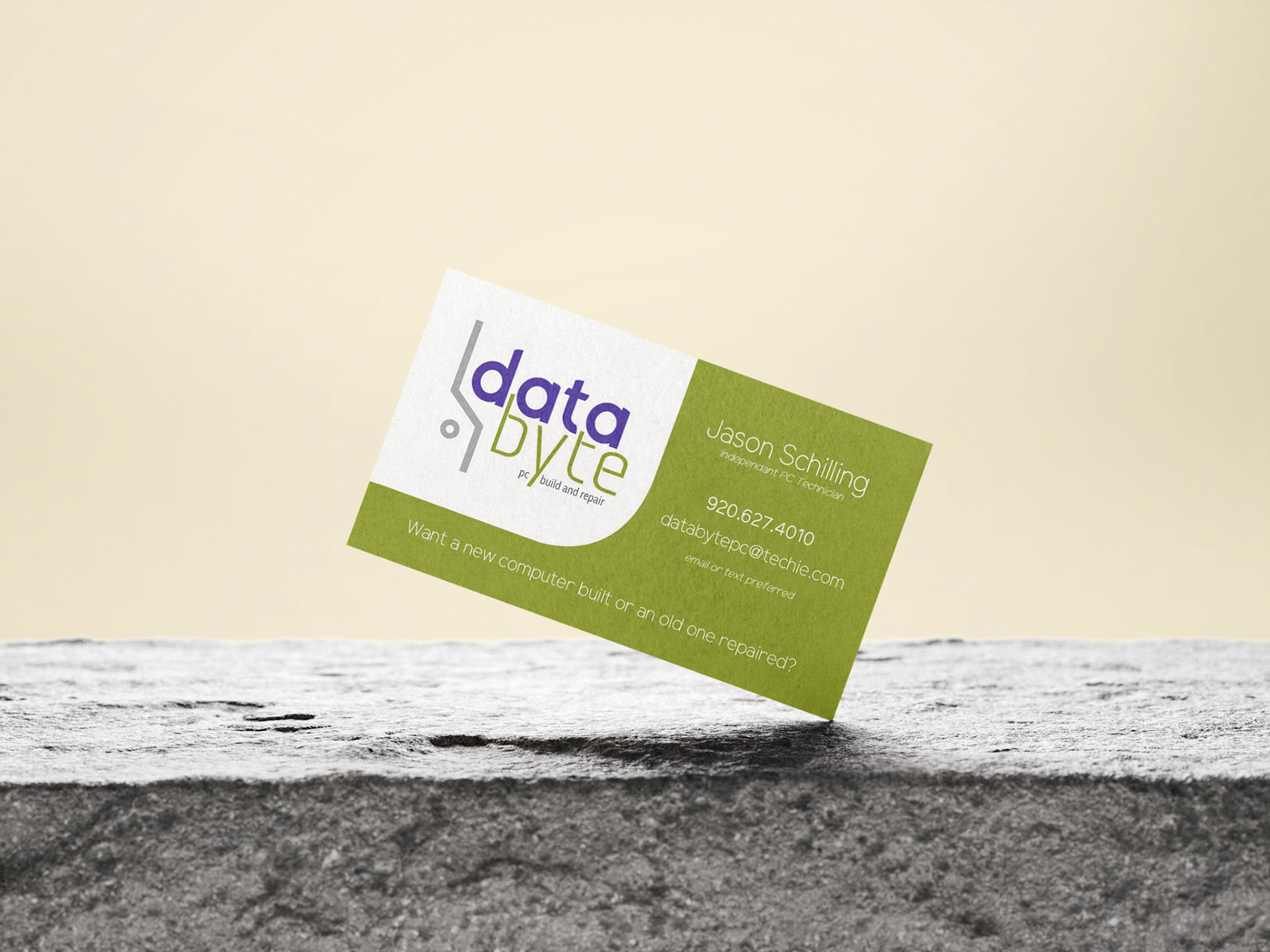 Mockup of actual printed business card