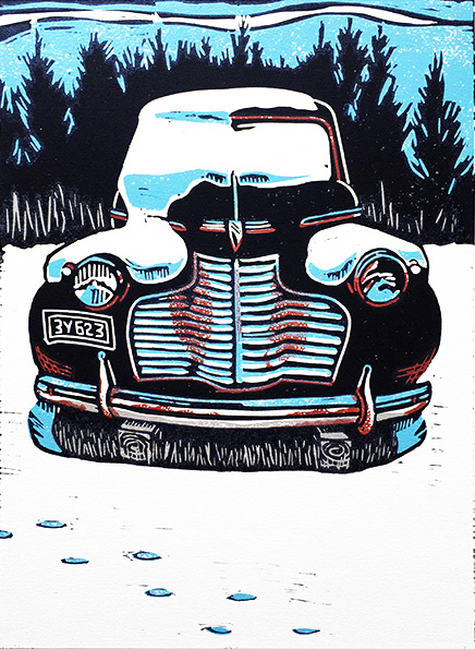 Waiting - Linocut - 25 cm x 34 cm - $200