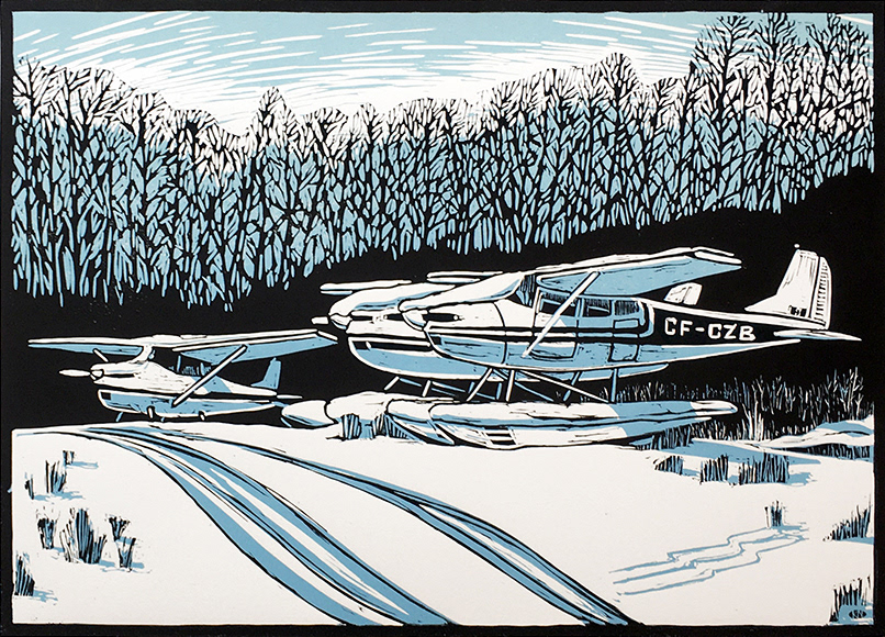 Sitting North for the Winter - Linocut - 51.5 cm x 37.5 cm - $250