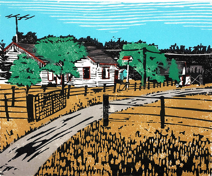 Grandma's Place - Woodcut - 28 cm x 21 cm - $225