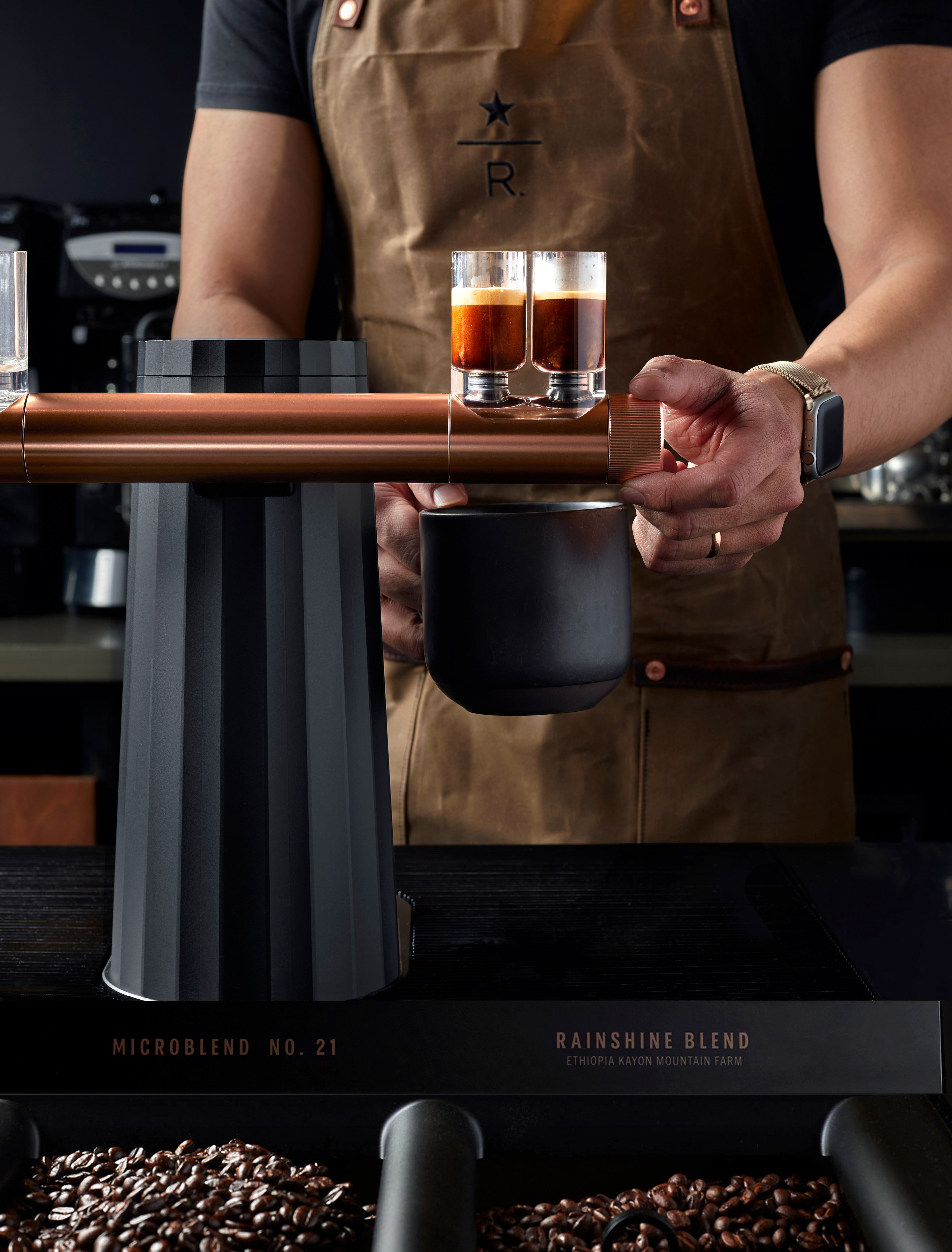 Espresso bottom fills the shotglasses