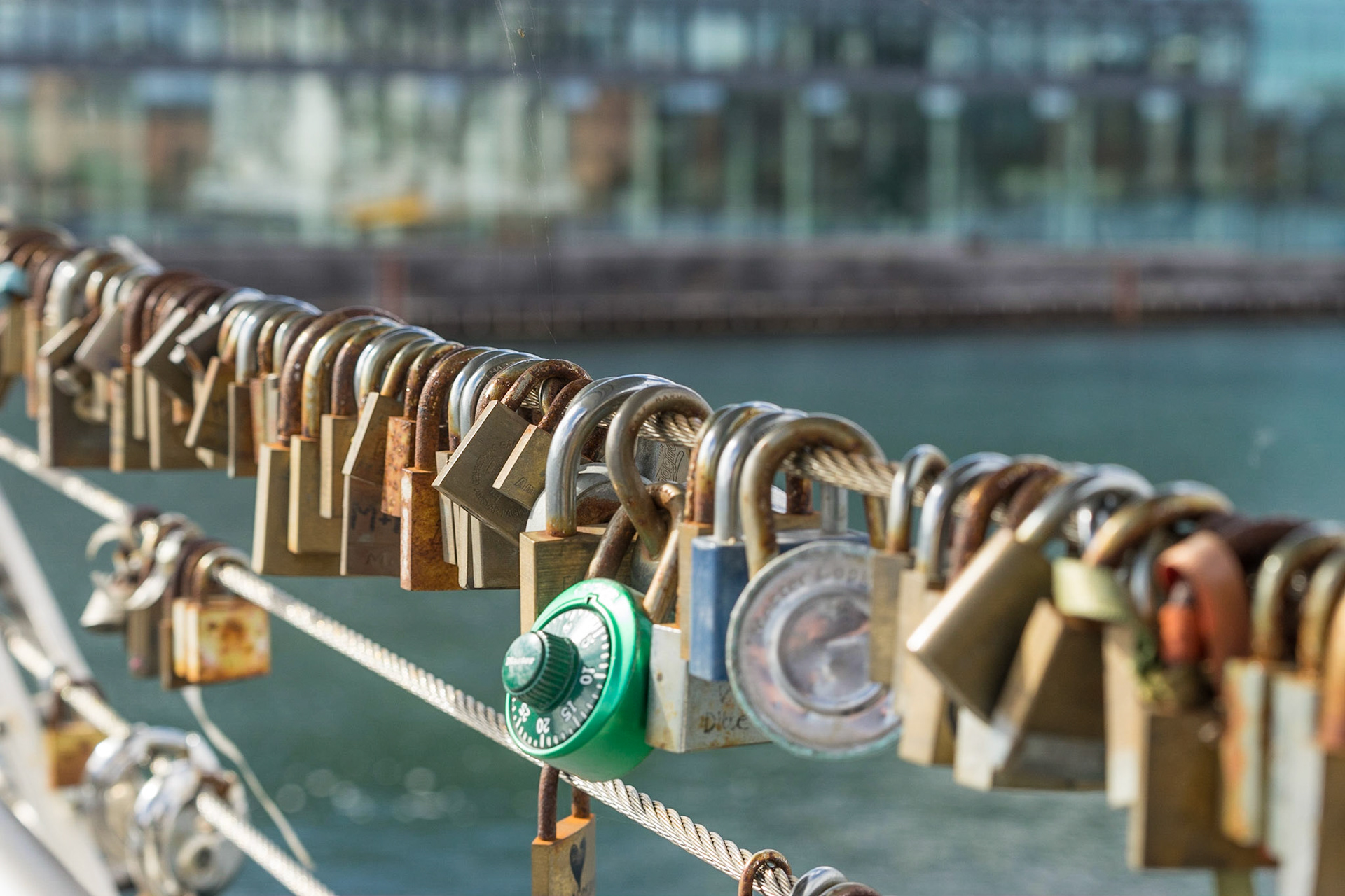 Love locks  on Bryggebroen, Copenhagen