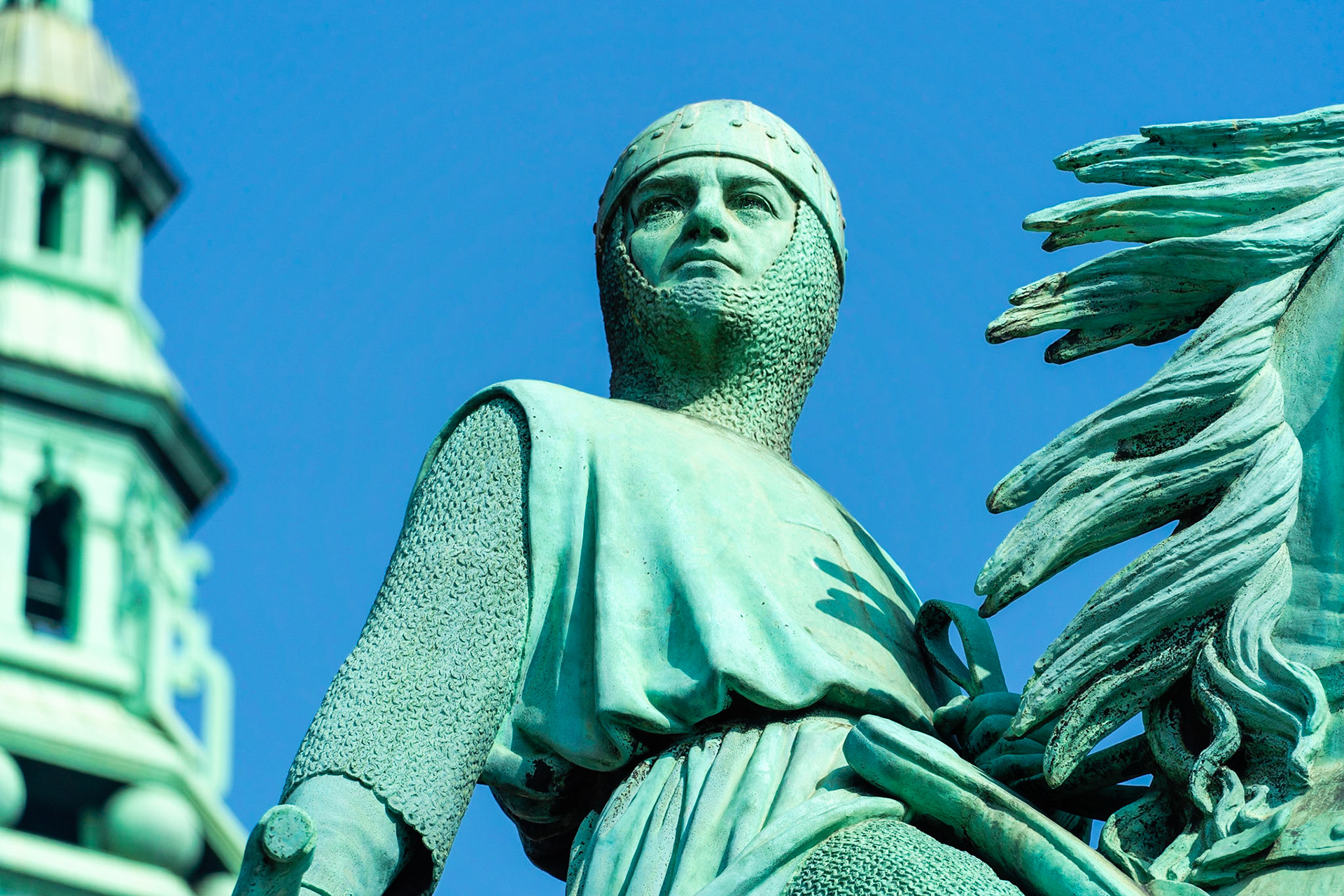 Statue of Absalon, founder of Copenhagen, Højbro Plads, Copenhagen, Denmark