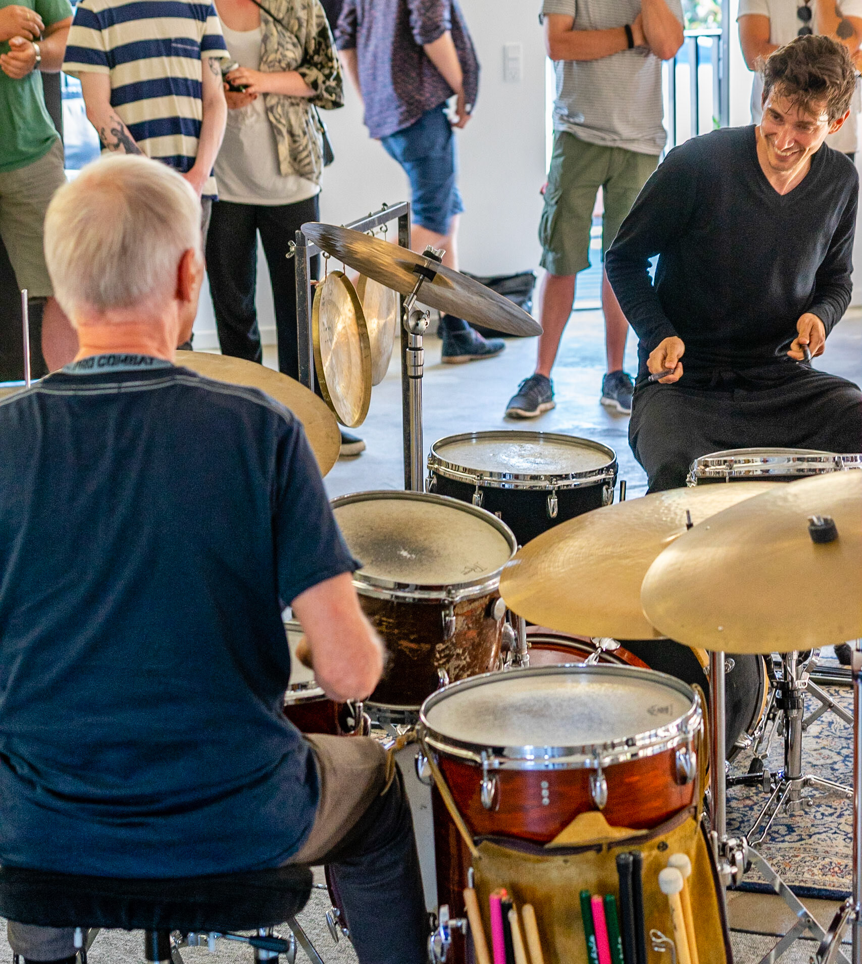 Jazz drum battle, Danish jazz drummers Alex Riel and Stefan Pasborg