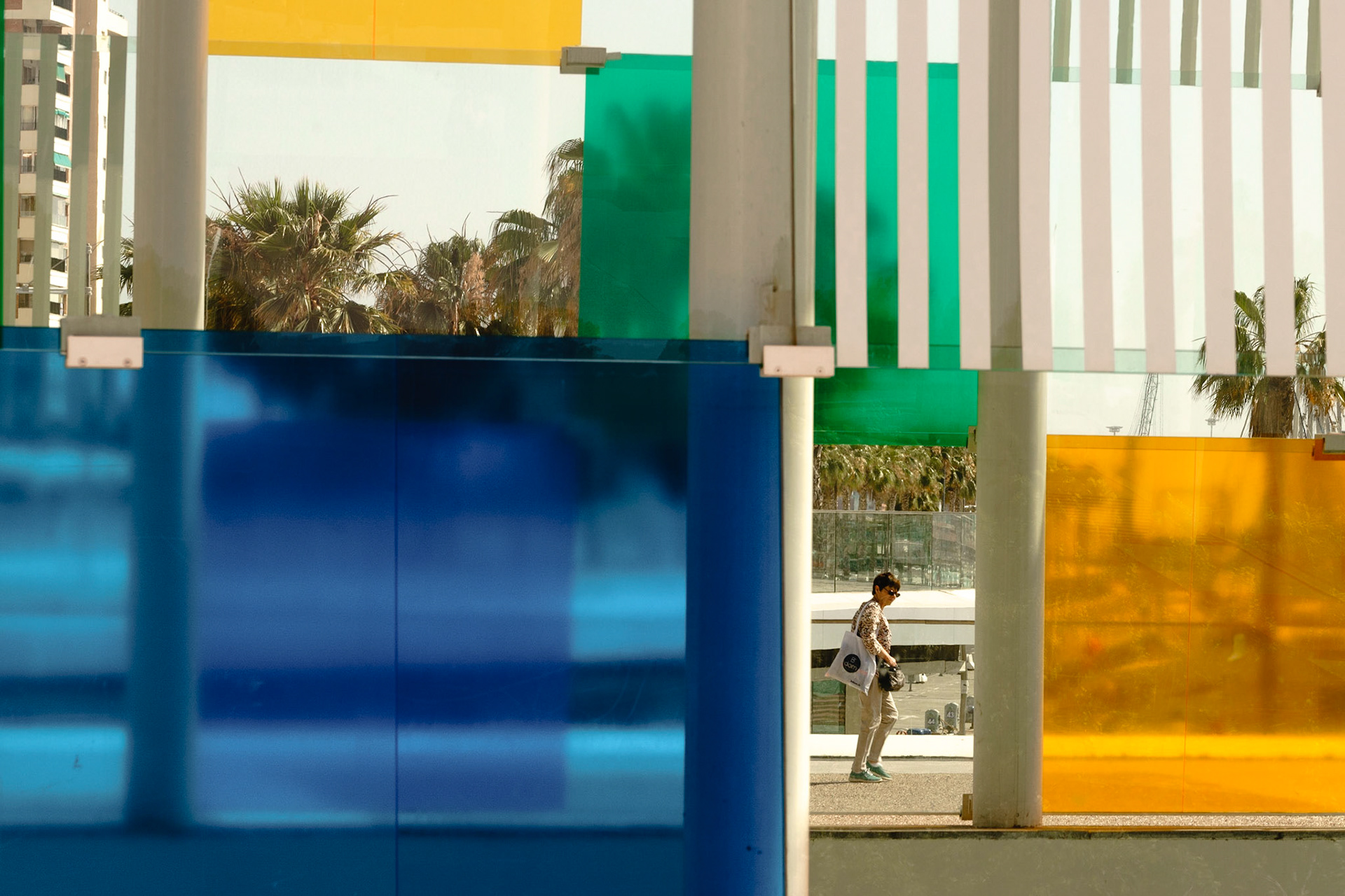 Glass cube over Centre Pompidou Malaga, Spain