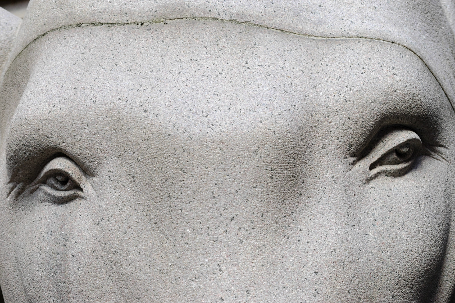 Carlsberg City in Copenhagen, eyes of elephant sculpture in granite by the entrance