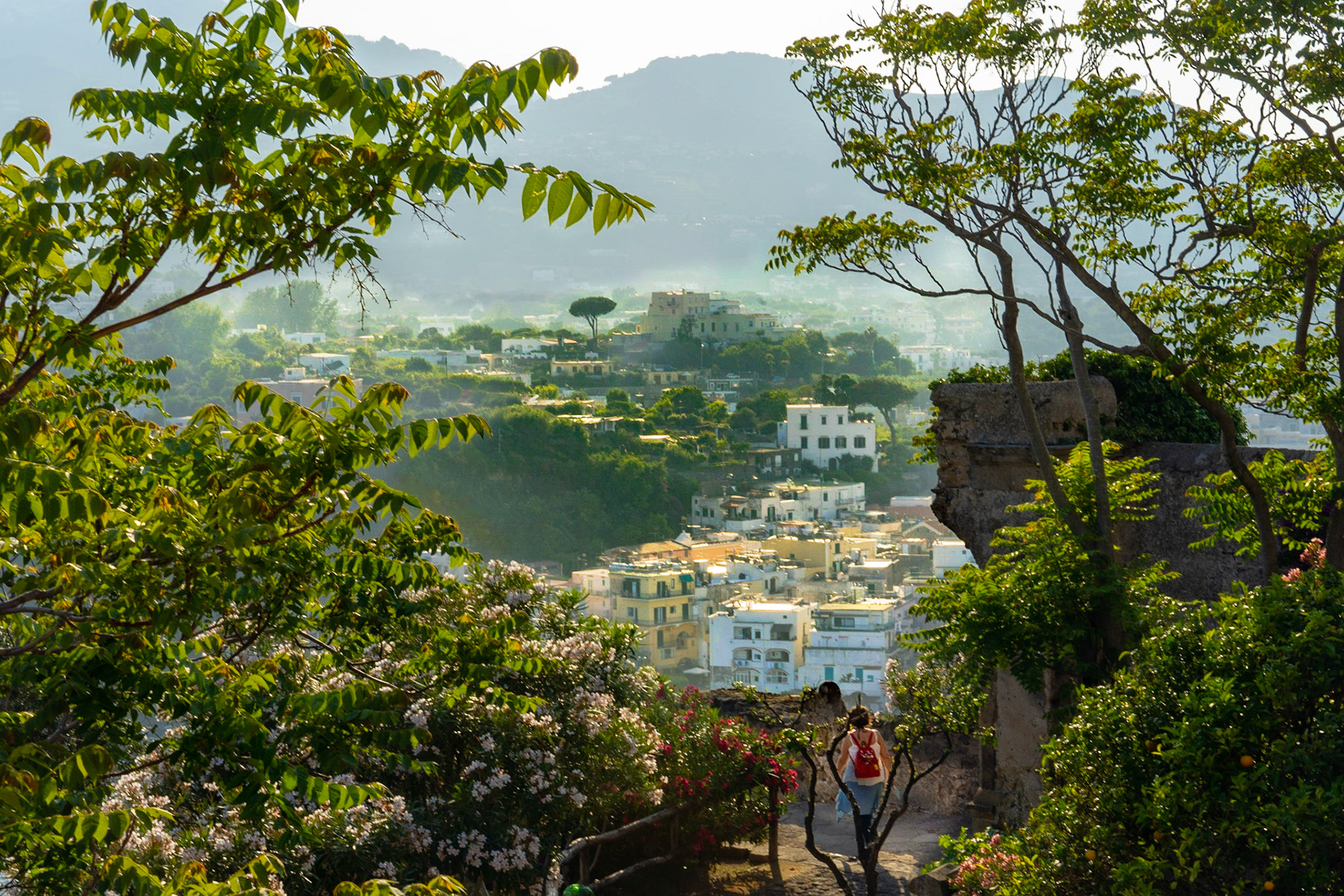 Ischia proper seen from Castello Aragonese, Ischia, near Naples, Italy