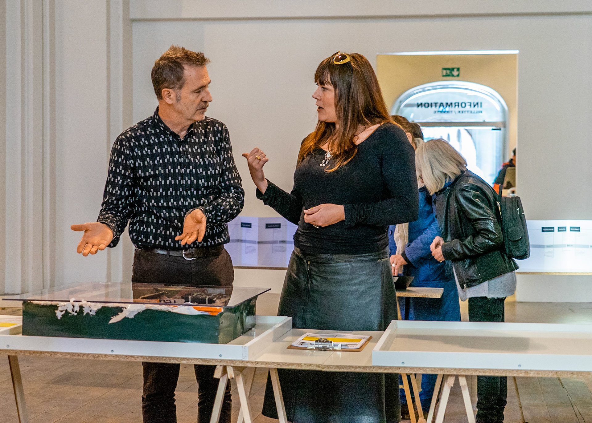 Adrian Hughes and Trine Ross at exhibition opening and performance  by Jamie Allen &amp; Bernhard Garnicnig
