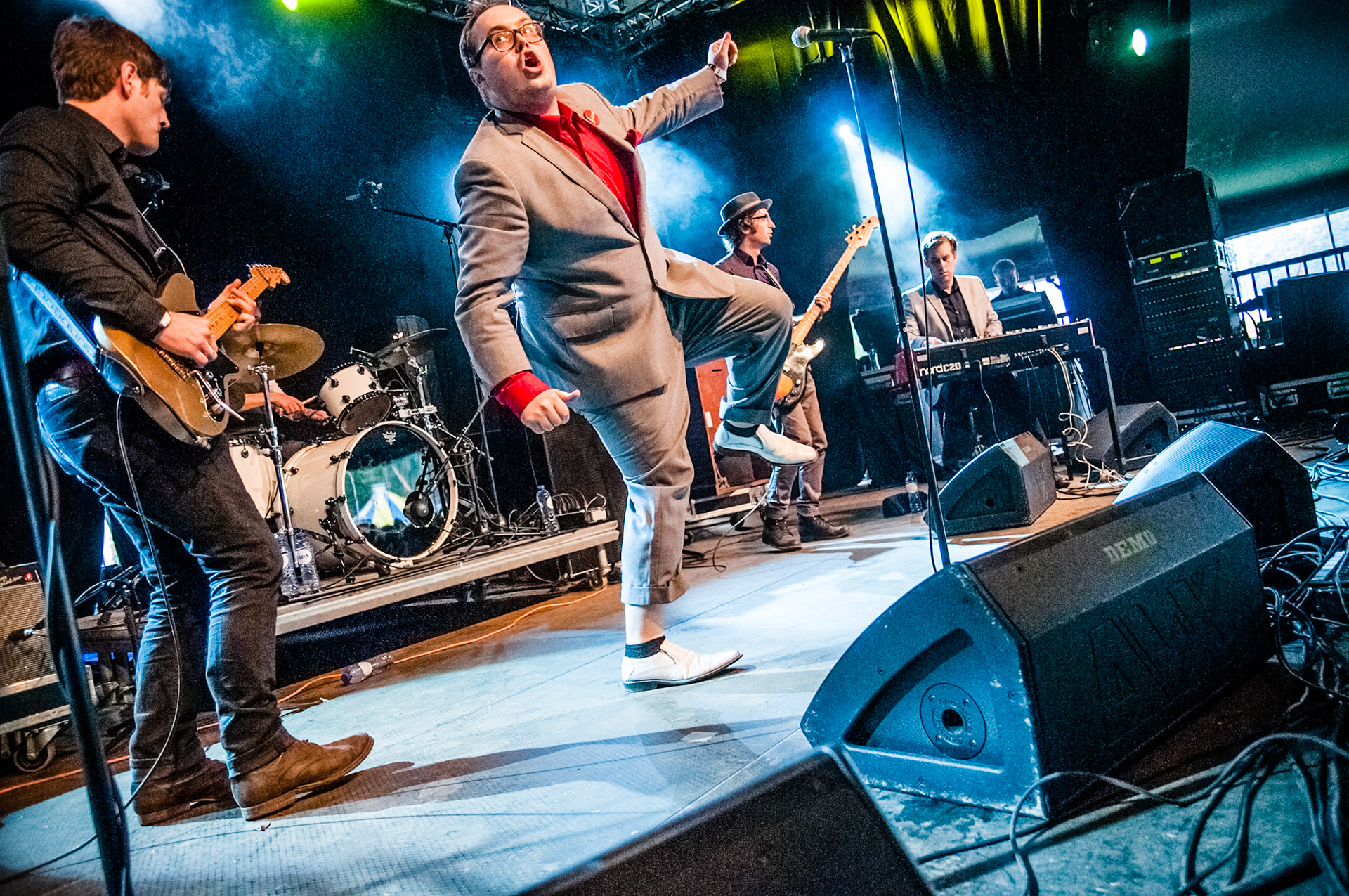 Zanger Paul Janeway van St Paul & The Broken Bones live op Bruis 2014, Maastricht  7 sept 2014